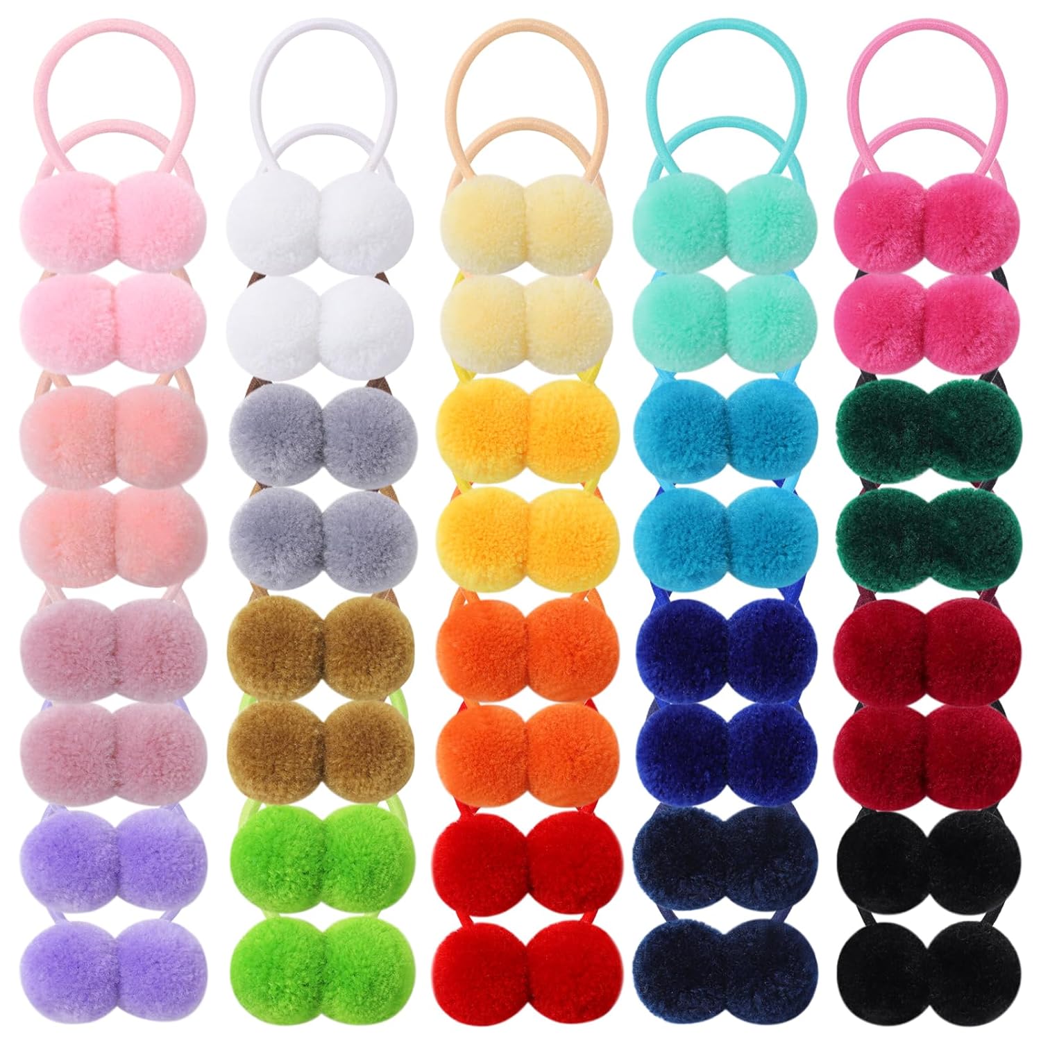 40 lazos para el pelo de bebé, accesorios para el cabello de niñas, bola de pompón pequeño, elástico para el cabello esponjoso, banda de goma para