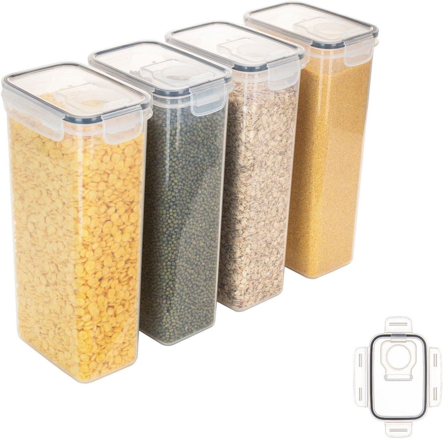 Organizadores y almacenamiento de cocina, contenedores de almacenamiento de plástico transparente individuales con tapas, tarro hermético de cocina,