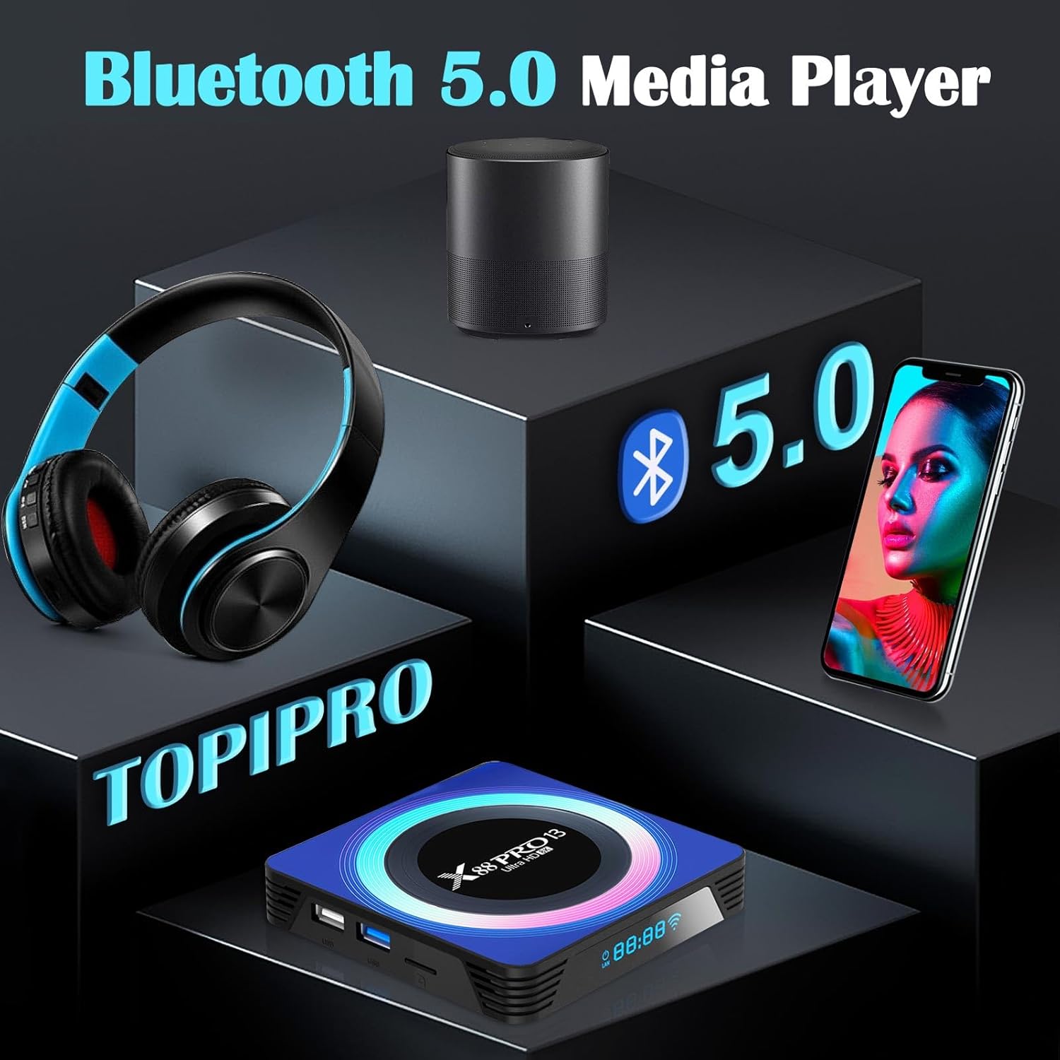 Android 13.0 TV Box 4GB 32GB X88 Pro 13 Android Box 2024 RK3528 8K Smart TV Box con WiFi 6 2.4G5.8G USB 3.0 BT 5.0 HDR 10+ con mini teclado