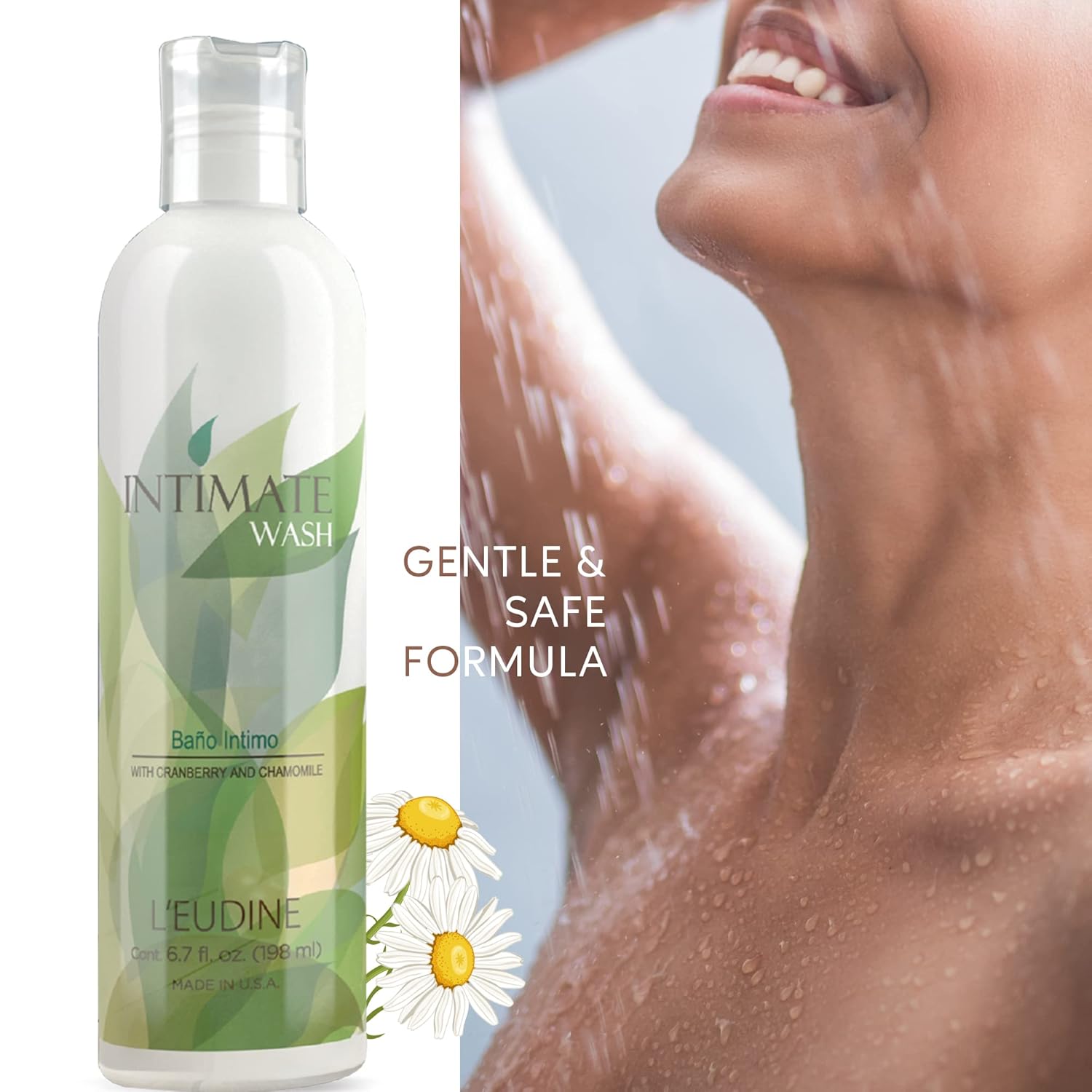 L’EUDINE Feminine Care – Jabón corporal de 6.7 onzas líquidas, lavado femenino que equilibra el pH con manzanilla, aloe vera, lavado íntimo para