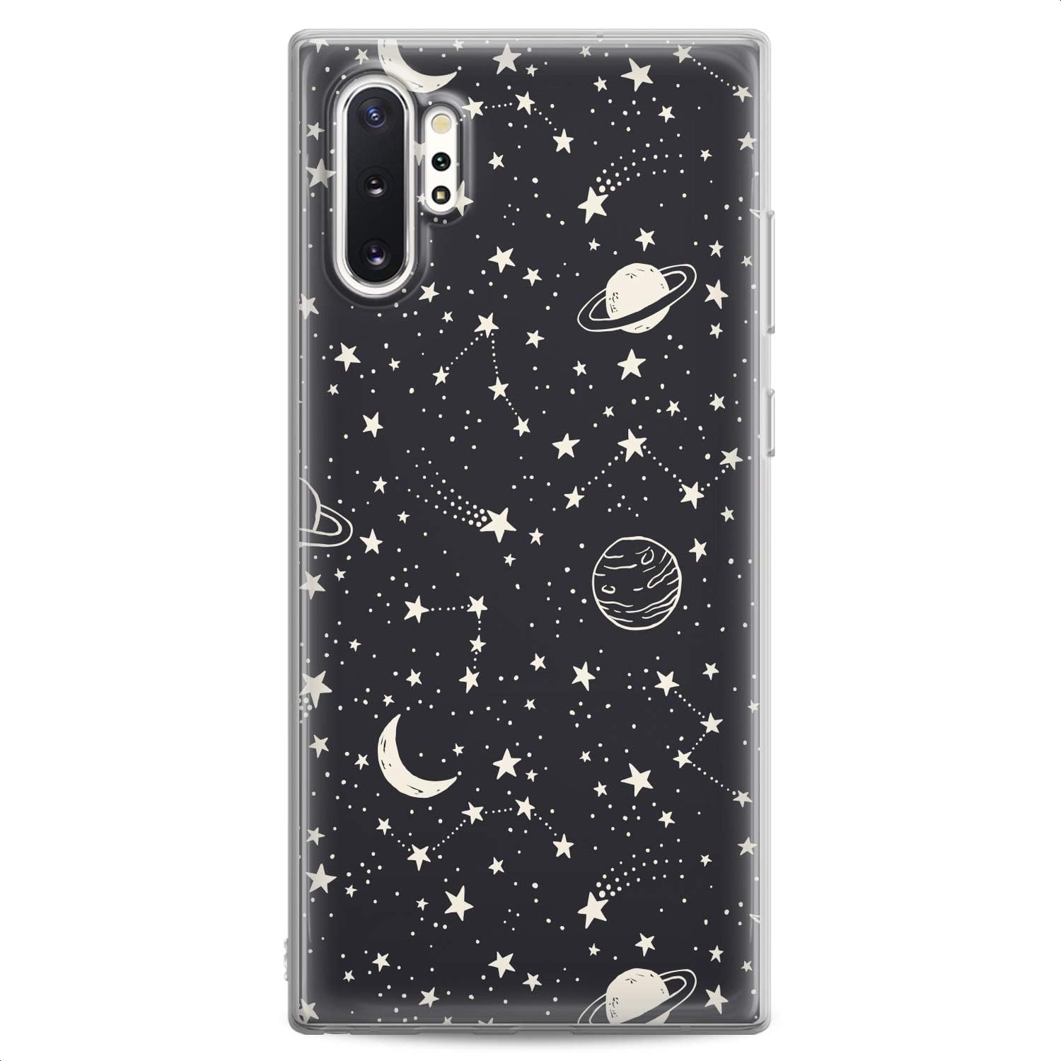 Funda compatible con Samsung S24 S23 S22 Plus S21 FE Ultra S20+ S10 Note 20 S10e S9 Art Pattern Stars Galaxy Art Design Print Planets Clear