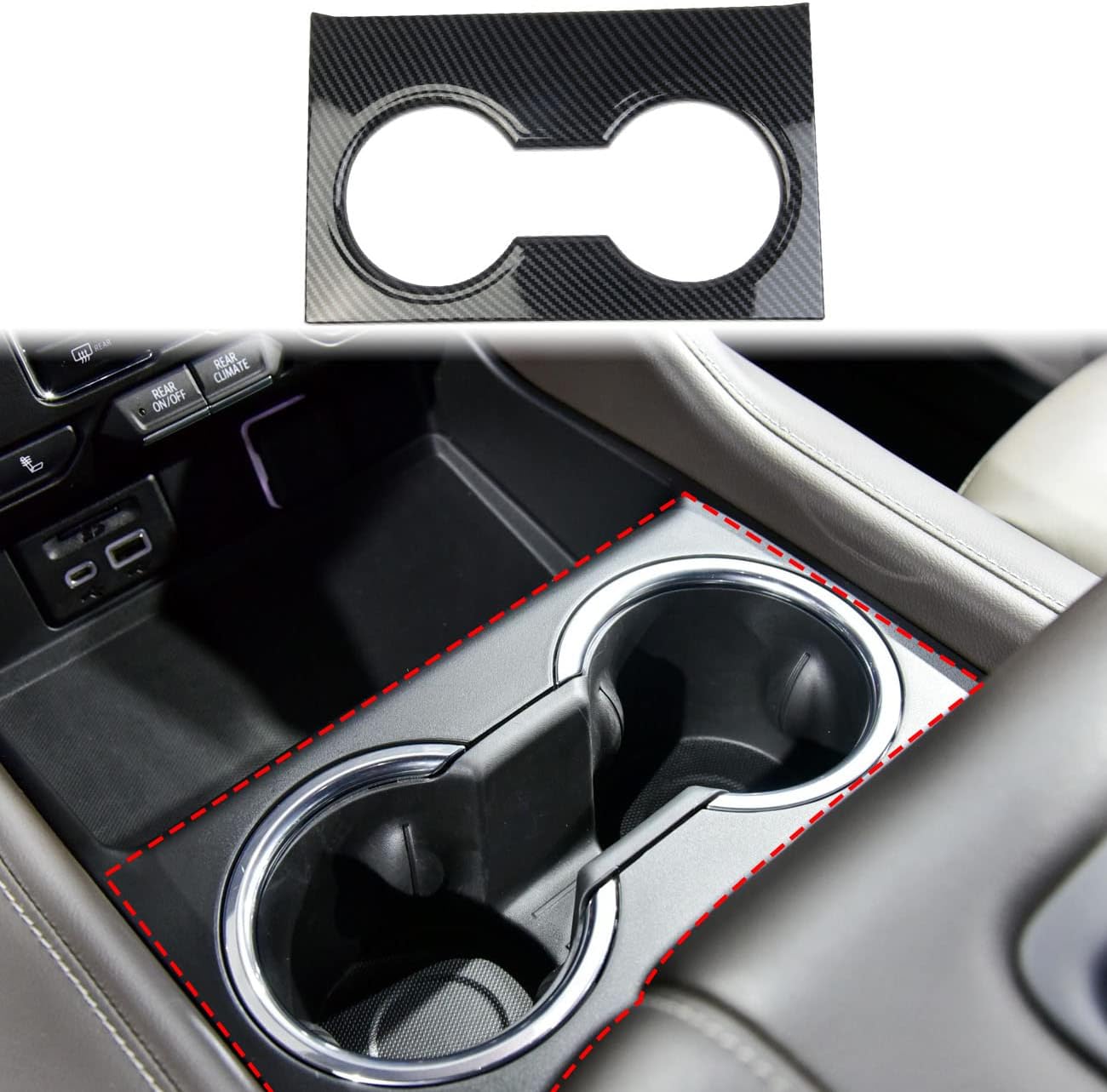 Accesorios de fibra de carbono para portavasos, cubierta de panel, accesorios para Chevy Tahoe Suburban 2021-2023
