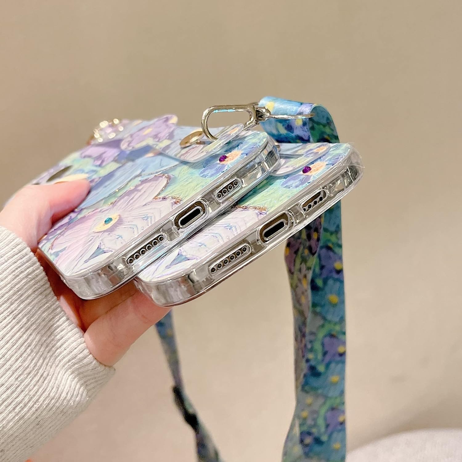 Funda de teléfono con soporte de flores de pintura al óleo suave para Samsung Galaxy A73 A53 A33 A23 A13 4G 5G, correa de muñeca, cordón, cubierta