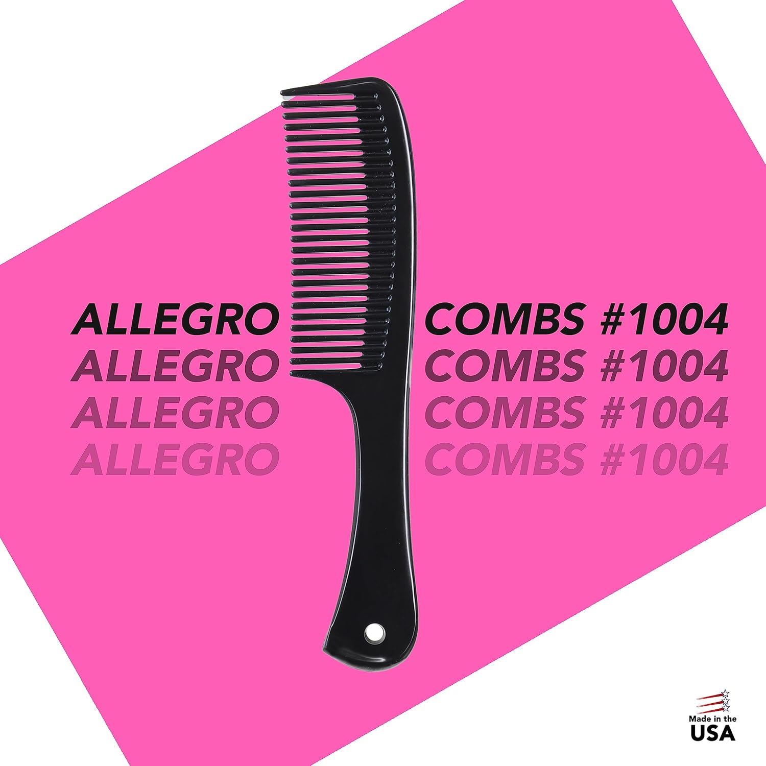 Allegro Comb 1004 Peines desenredantes de dientes anchos para mujeres, estilistas, peine de pelo rizado para hombre, 2 piezas (negro)