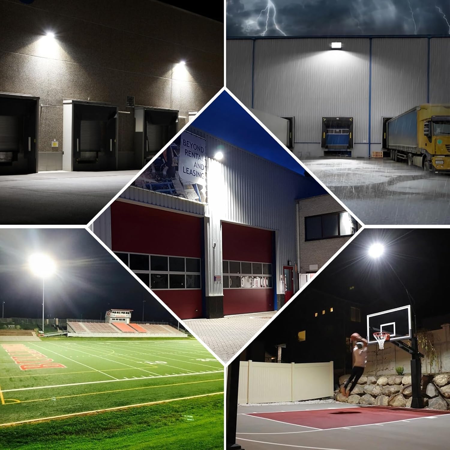 Paquete de 2 focos LED de 120 W para exteriores, reflectores de 14400 lm con enchufe, luces de seguridad impermeables IP66, luces de trabajo LED