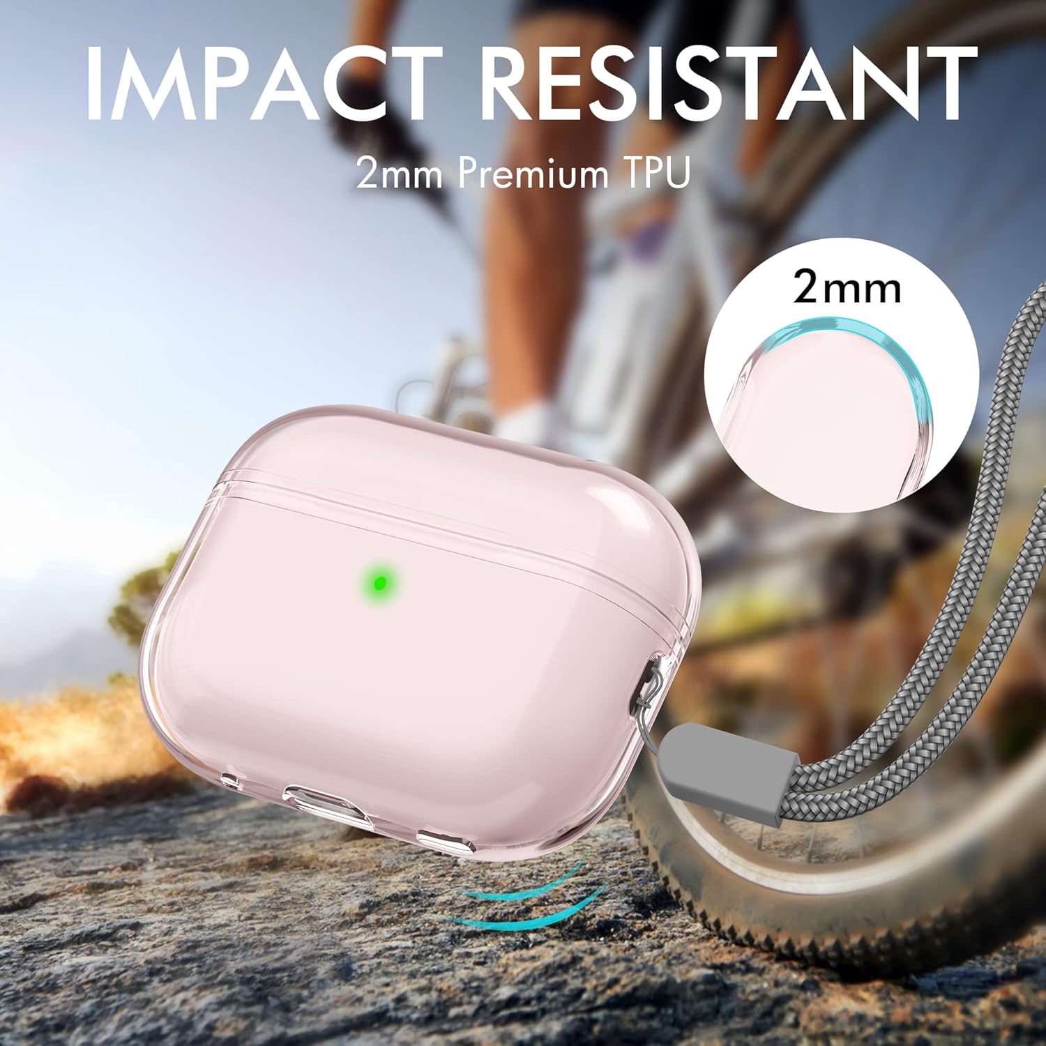 NIUTRENDZ Funda protectora para AirPods Pro 2 2022 de TPU suave con cordón LED frontal visible compatible con AirPods Pro de 2 generación (rosa