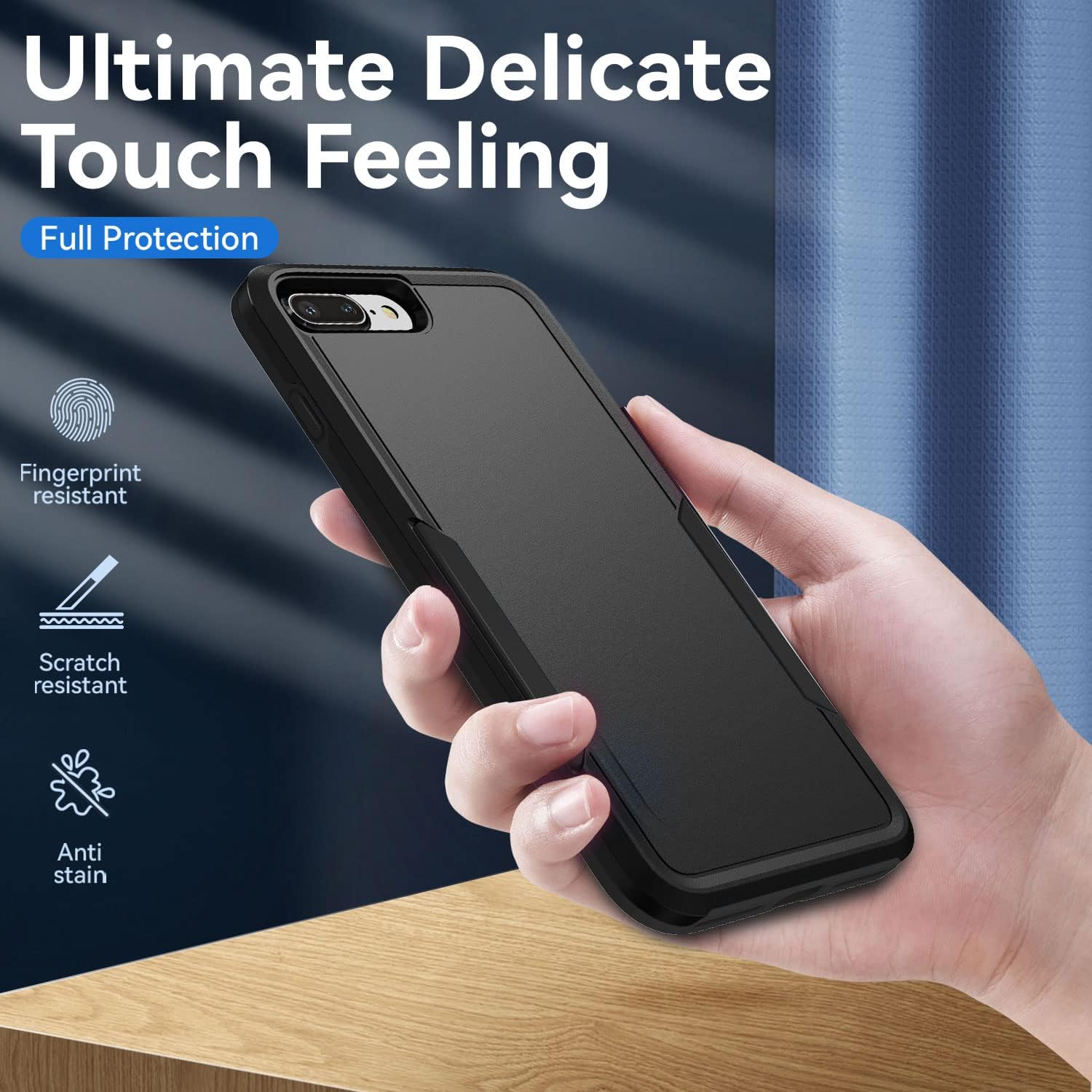 Funda para iPhone 8 Plus, iPhone 7 Plus, con protector de pantalla HD, probada contra caídas de grado militar, funda protectora resistente a prueba