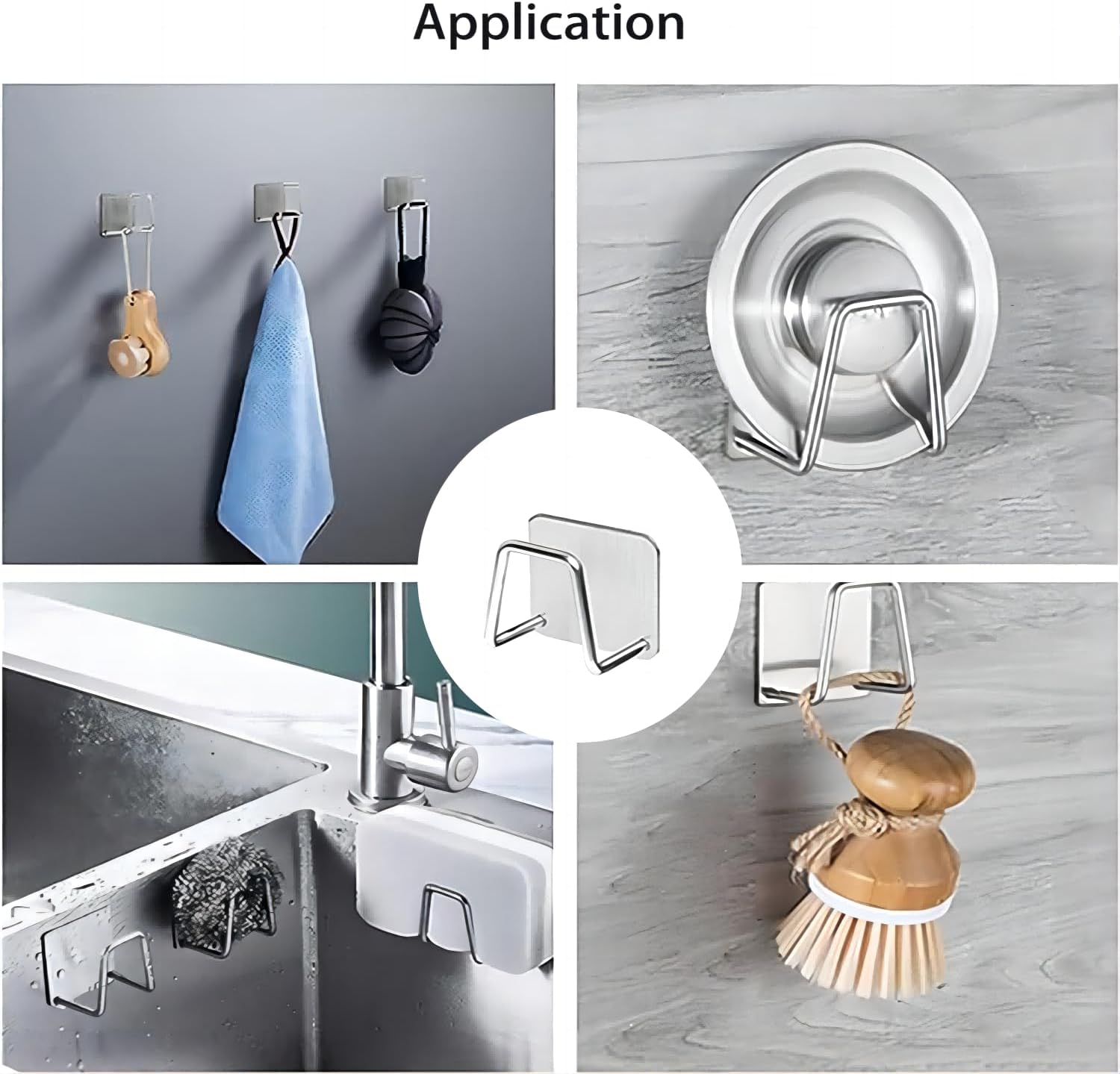 Soporte adhesivo para esponja para fregadero de cocina, sin perforaciones, accesorios de cocina, colgador pegajoso, organizador de fregadero, gancho