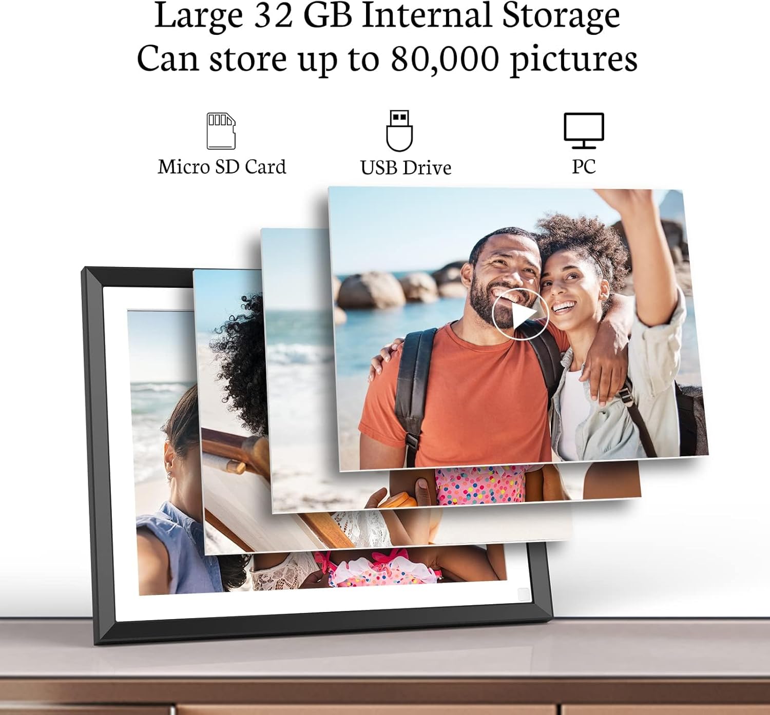 BSIMB Marco de fotos digital WiFi 2K con pantalla ultra clara, marco de fotos electrónico de 9.7 pulgadas con pantalla táctil IPS, comparte fotos y