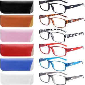 VIDEBLA Paquete de 6 lentes de lectura con bloqueo de luz azul, lectores de bisagra de resorte para mujeres y hombres, anteojos anti UV con 6 fundas VIDEBLA Paquete de 6 lentes de lectura con bloqueo de luz azul, lectores de bisagra de resorte para mujeres y hombres, anteojos anti UV con 6 fundas