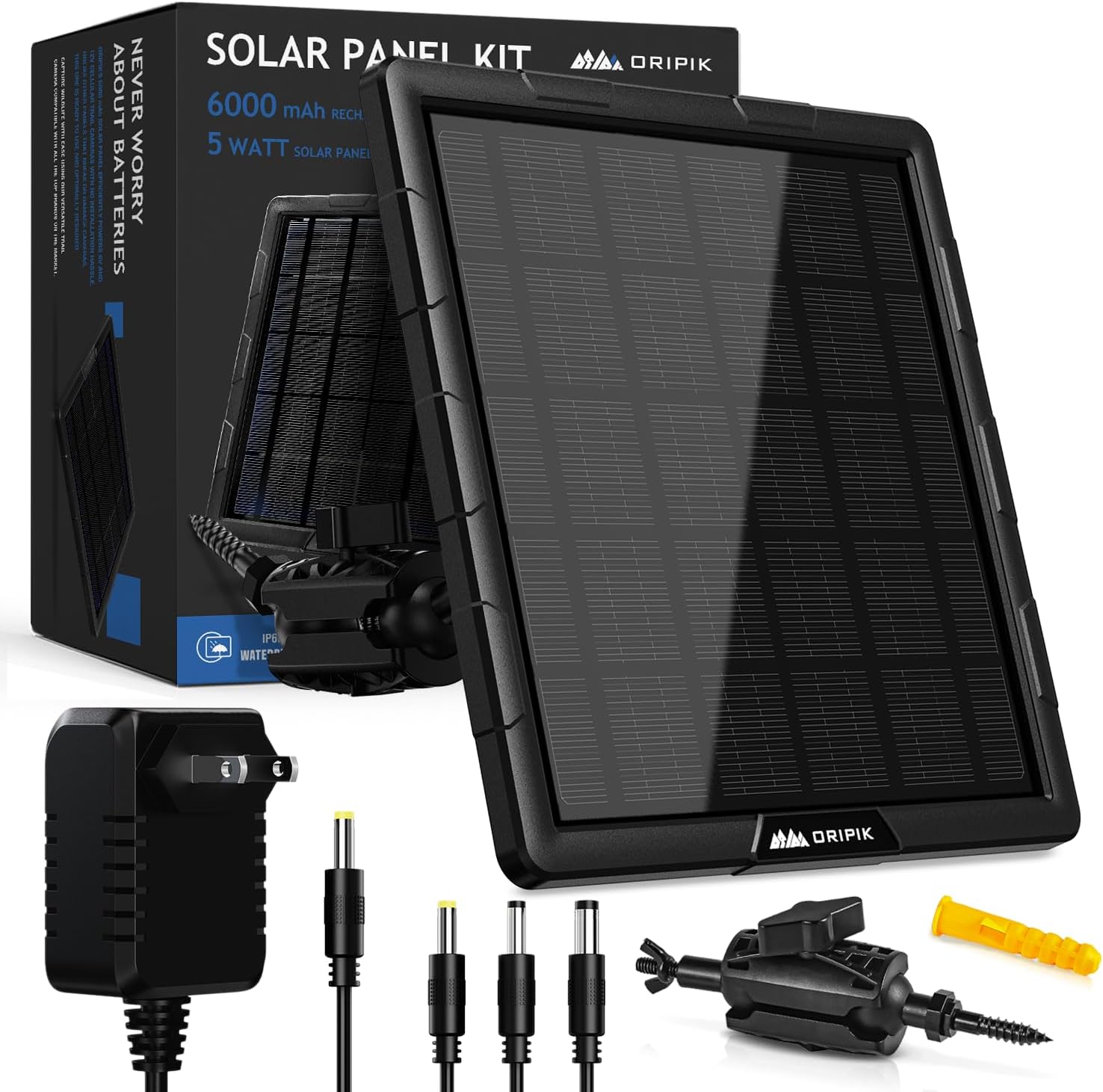 Panel solar de 12 V para cámara de rastro – Panel solar de 6 V para cámara de juego 5 W 6000 mAh Cargador de batería de litio solar para Trail Cam