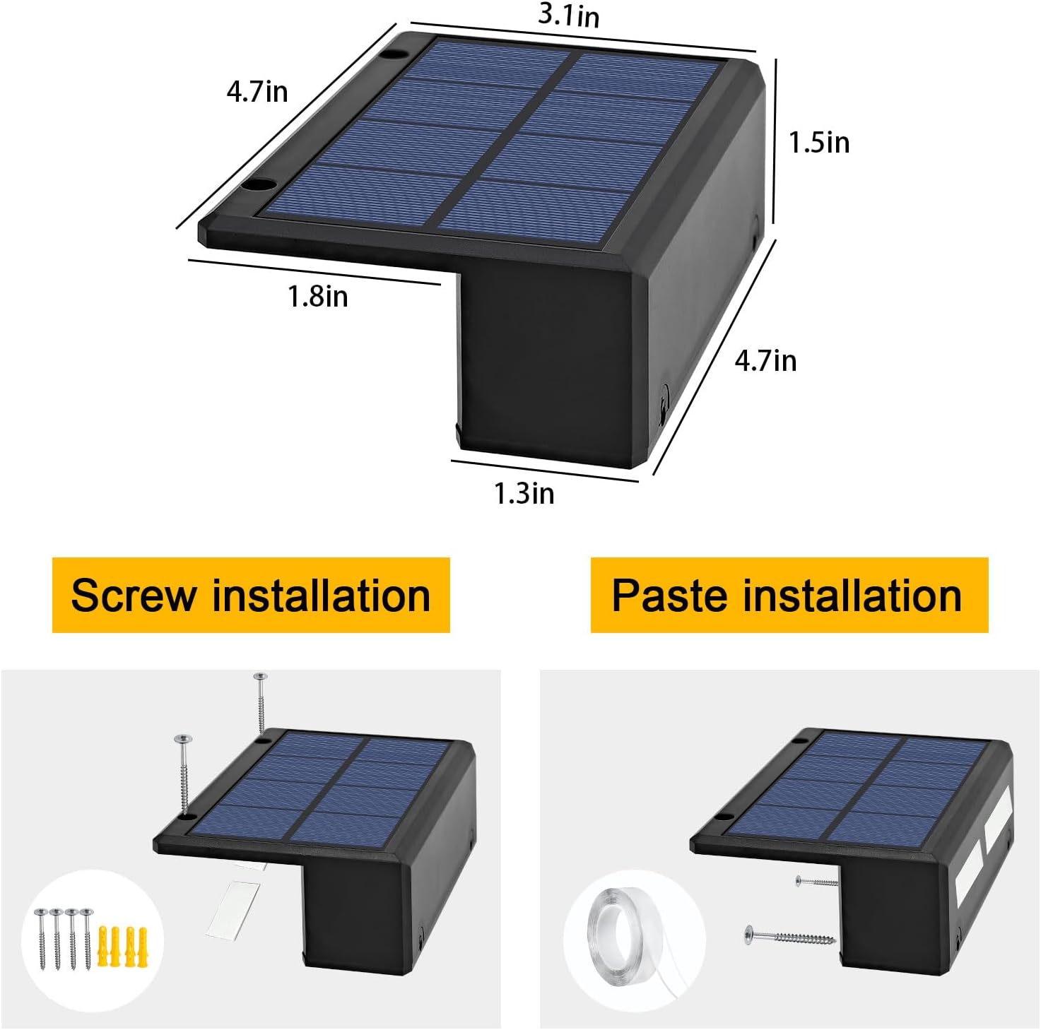 Luces solares para valla al aire libre, impermeables, LED blanco cálido y RGB conmutables, luces solares para terraza, luces de cerca del atardecer