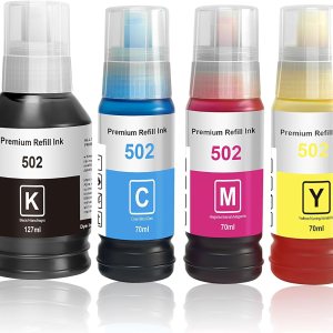 502 botellas de repuesto de tinta 4 colores (negro, cian, magenta, amarillo) compatibles con impresoras Epson ET y ST Series 502 botellas de repuesto de tinta 4 colores (negro, cian, magenta, amarillo) compatibles con impresoras Epson ET y ST Series