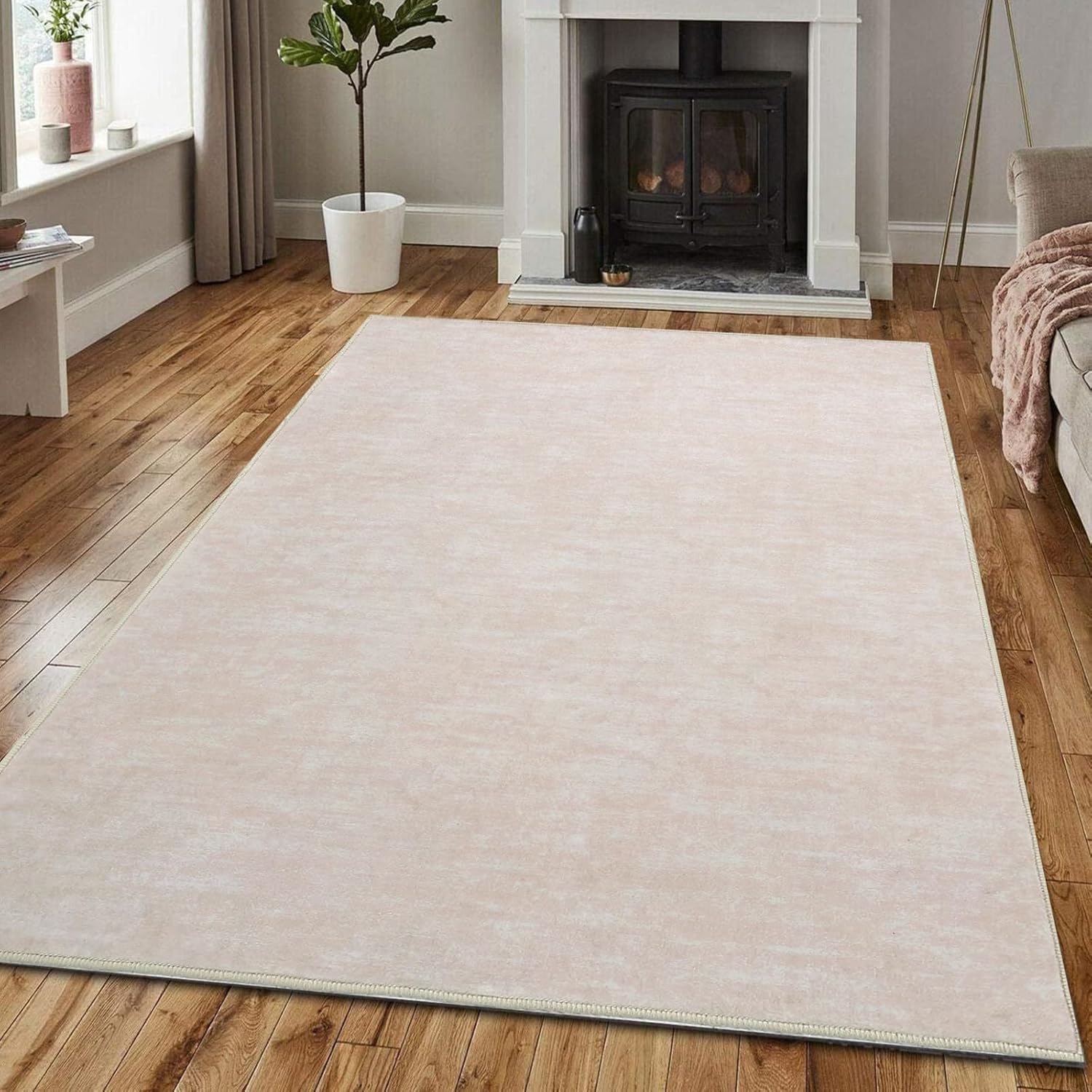Alfombra de 4 x 6 pies para sala de estar, lavable a máquina, antideslizantes, para dormitorio, alfombra suave de franela con parte trasera de goma,