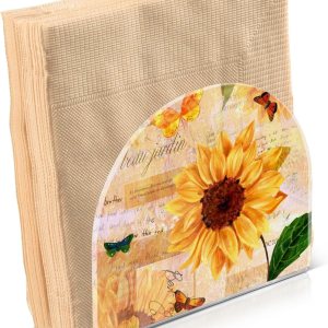 Servilletero vintage de girasol y mariposa, servilleteros acrílicos para mesa de cóctel, dispensador, soporte de papel para cocina, comedor, Servilletero vintage de girasol y mariposa, servilleteros acrílicos para mesa de cóctel, dispensador, soporte de papel para cocina, comedor,