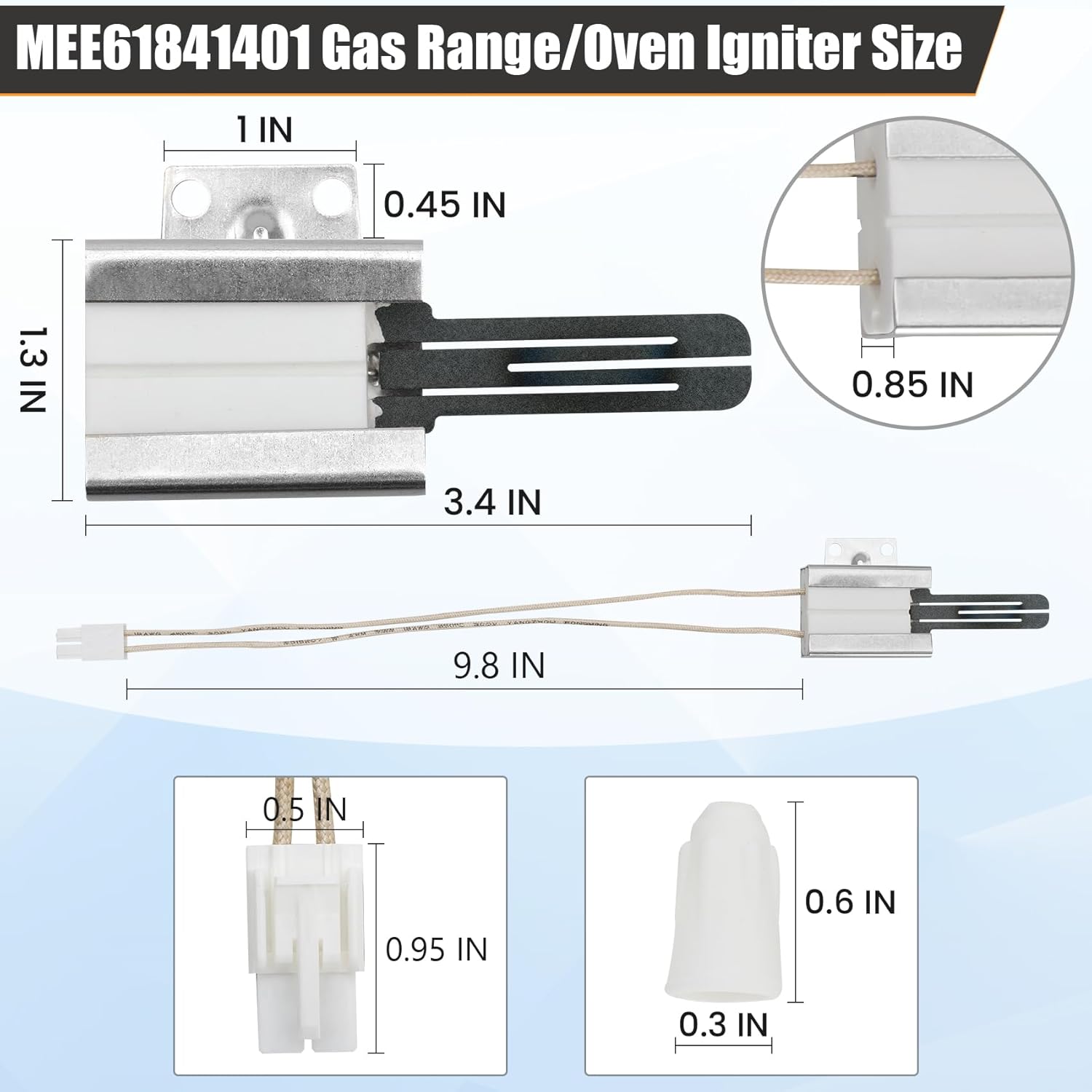 MEE61841401 Encendedor de horno para estufa de gas compatible con LG Oven Igniter, MEE61841401 encendedor de horno reemplazar MEE61841403