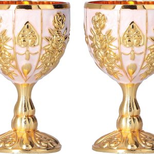 Copas de cáliz vintage de 1.06 onzas líquidas, copas de vino doradas medievales del Renacimiento real, doradas, vasos católicos en relieve, vasos Copas de cáliz vintage de 1.06 onzas líquidas, copas de vino doradas medievales del Renacimiento real, doradas, vasos católicos en relieve, vasos