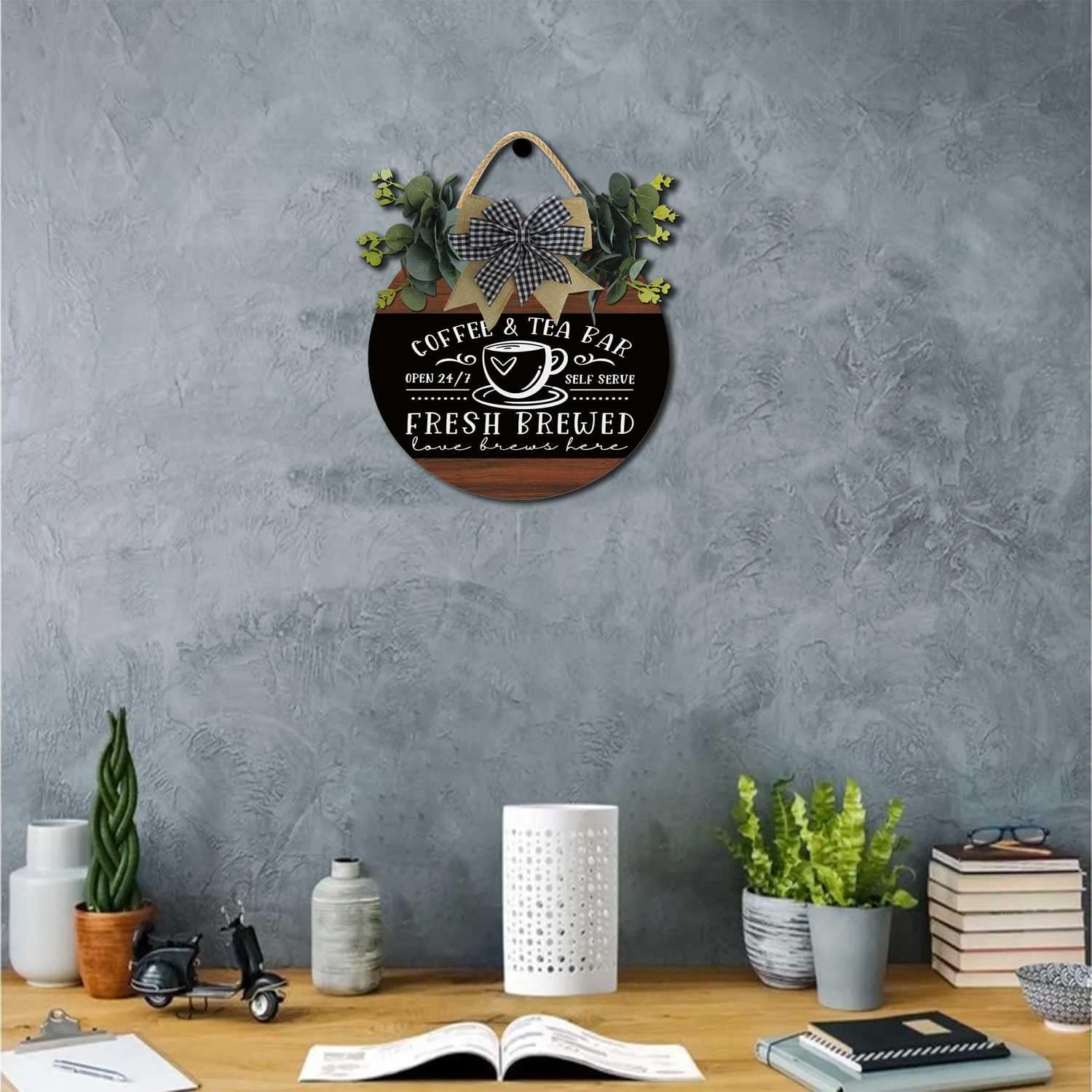 Coffee And Tea Bar Fresh Brewed Self Serve Decor Sign,Wall Art Pictures Decoration,New Home Housewarming Gift For All Seasons,Coffee Lover Coffee