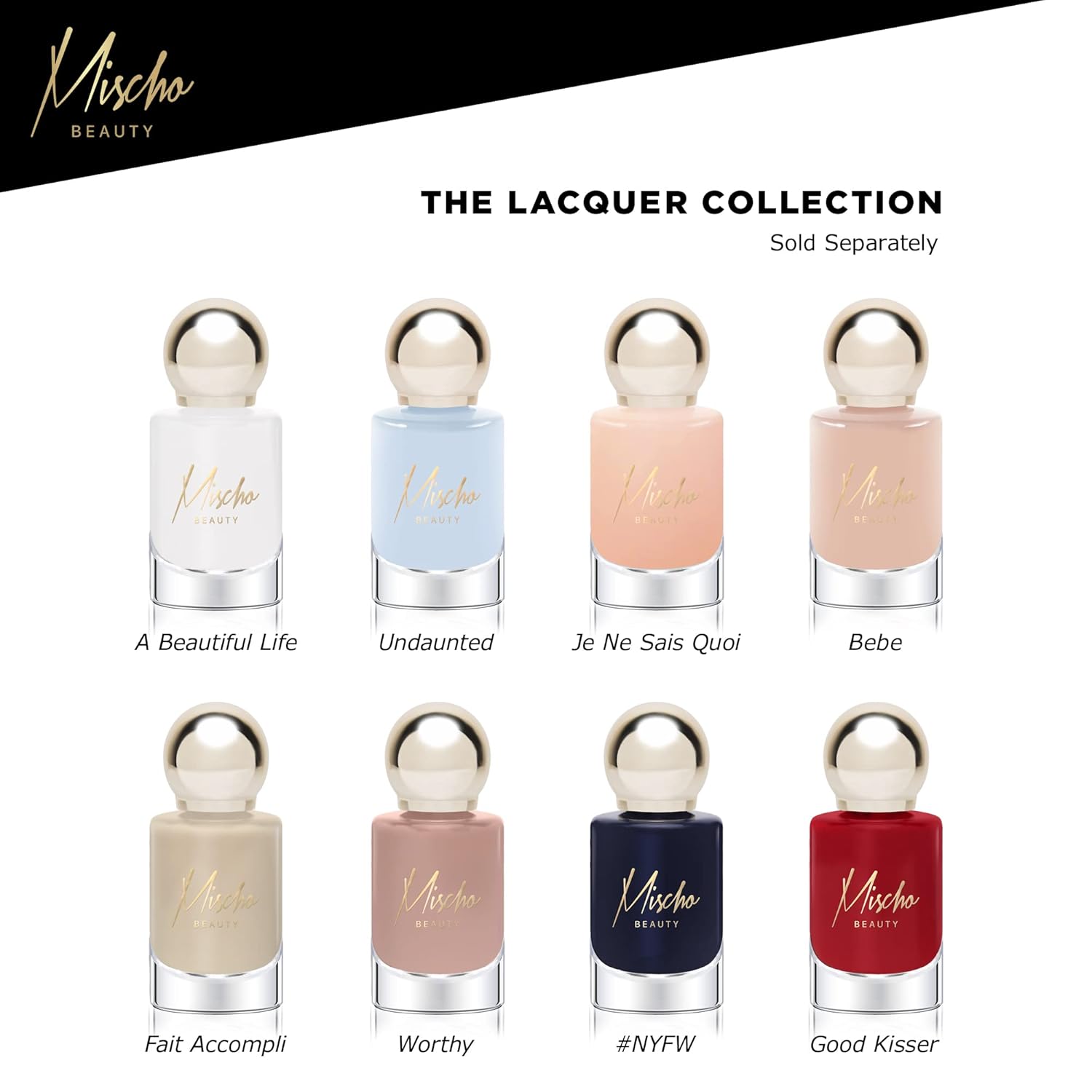 mischo Esmalte de uñas blanco ópalo de lujo, A Beautiful Life, esmalte de uñas vegano similar al gel resistente a las astillas, esmalte de uñas de