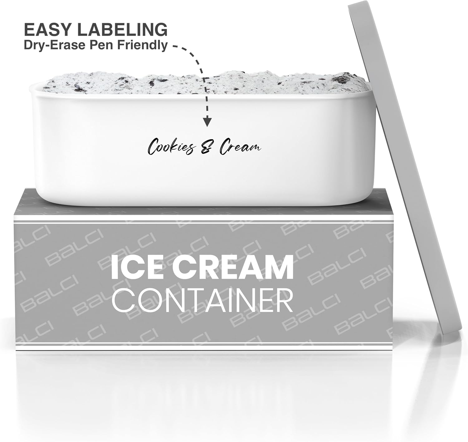 BALCI – Recipiente para helados – 2 cuartos de galón – Almacenamiento reutilizable perfecto para congeladores caseros para sorbete, yogur congelado