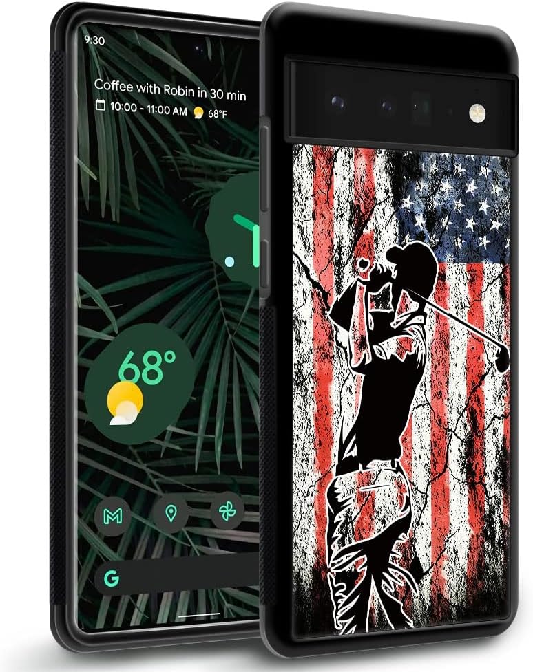 DJSOK Funda compatible con Google Pixel 6 Pro6XL, bandera de golf para hombres, niños y niñas, doble capa a prueba de golpes, resistente, funda para