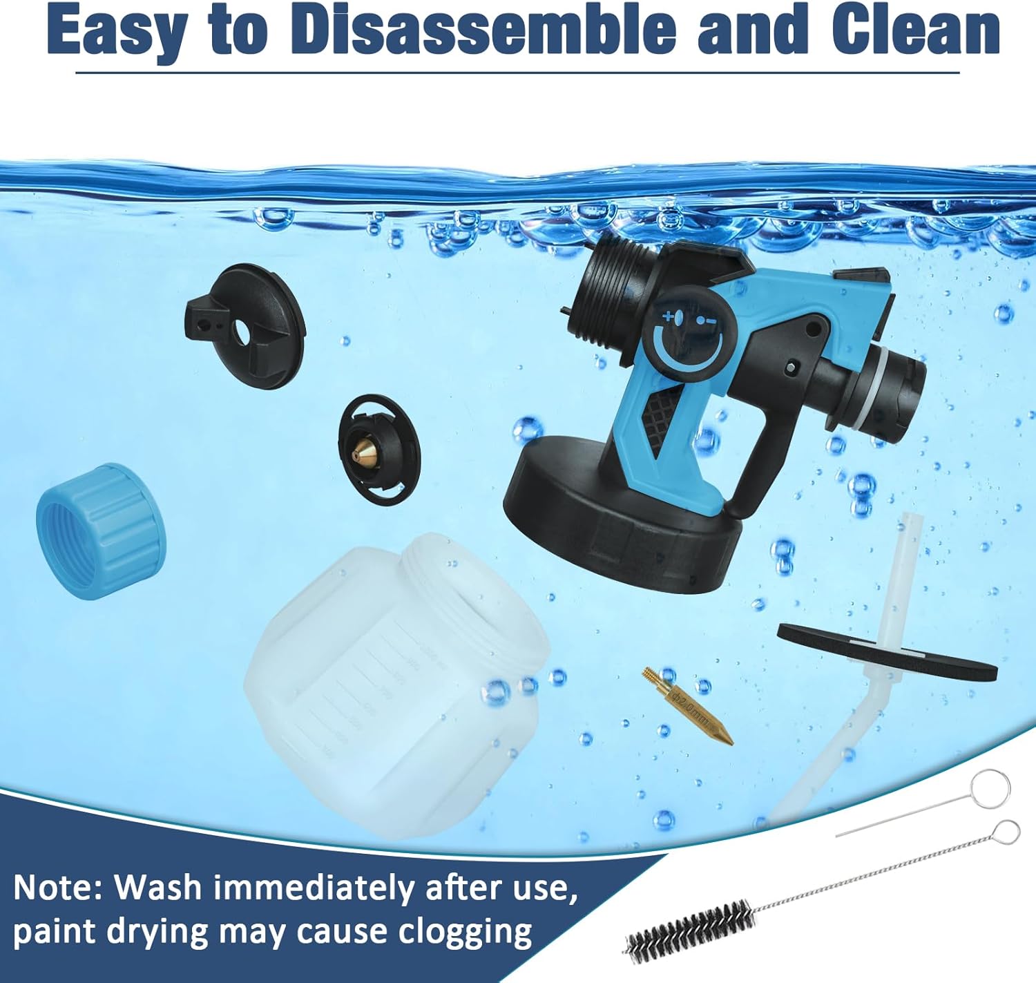 Pulverizador de pintura, pistola de pulverización HVLP de 700 W con 6 boquillas y 3 patrones, pulverizadores de pintura para interiores y exteriores