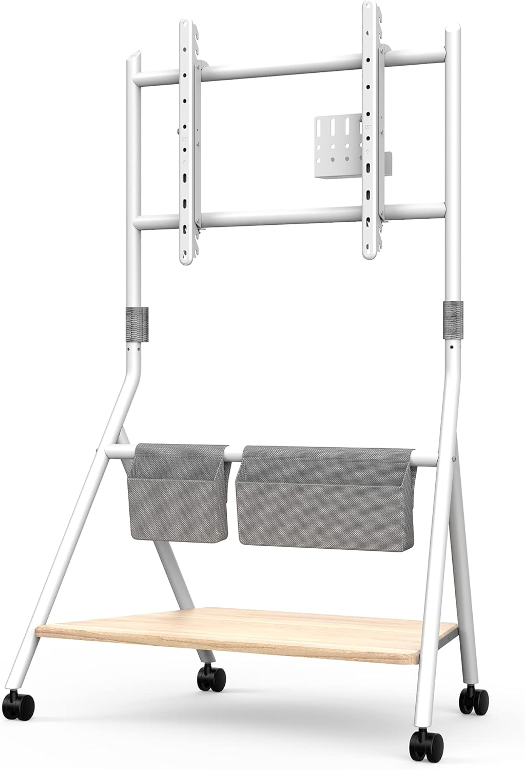FITUEYES Soporte de TV móvil de diseño para TV de 55, 60, 65, 75, 78 pulgadas, soporte de suelo con soporte para oficina, sala de estar, hotel,
