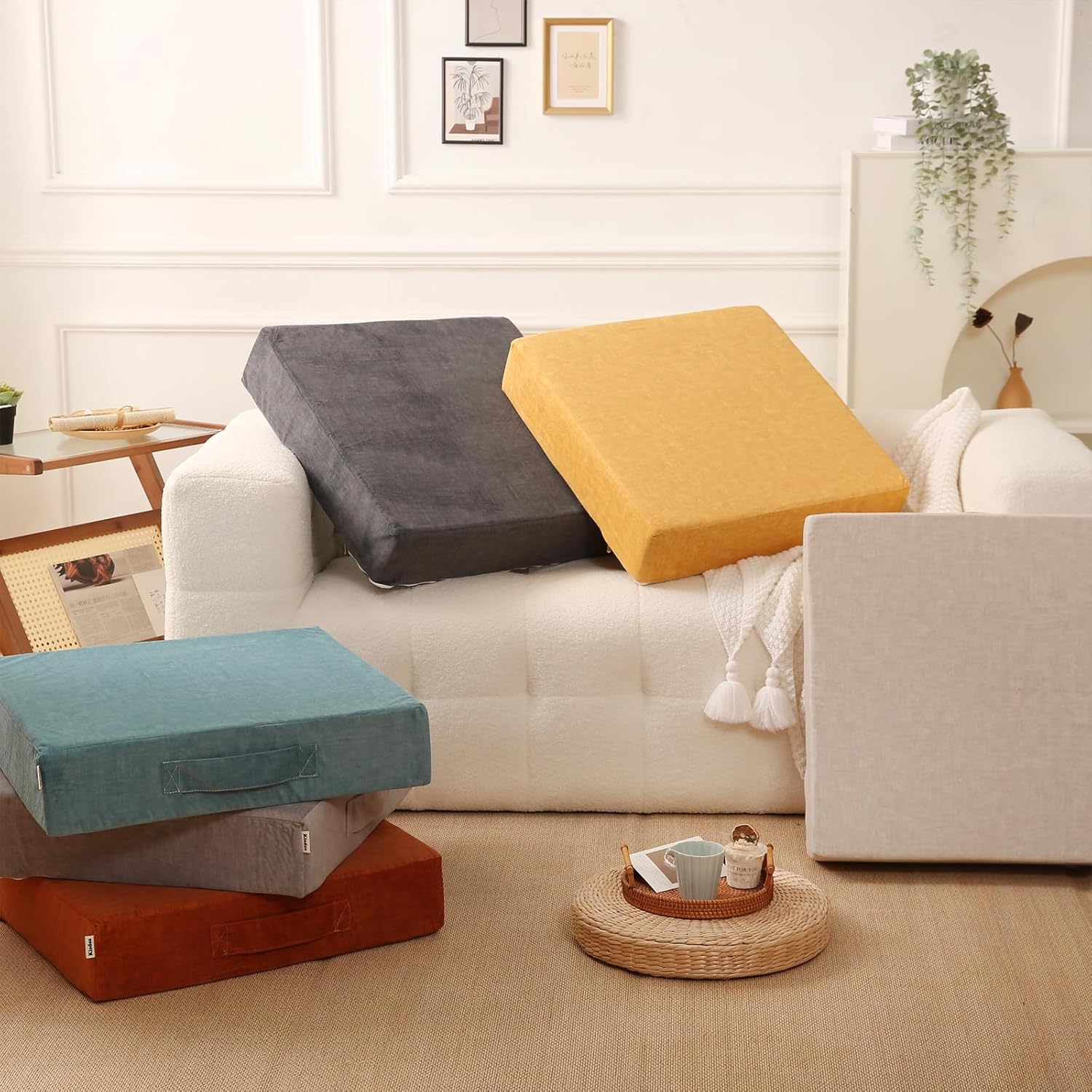 Cojín de suelo grande para adultos, cojín cuadrado de suelo para adultos, cojín de meditación para asiento de almohada de suelo, cojín de asiento de
