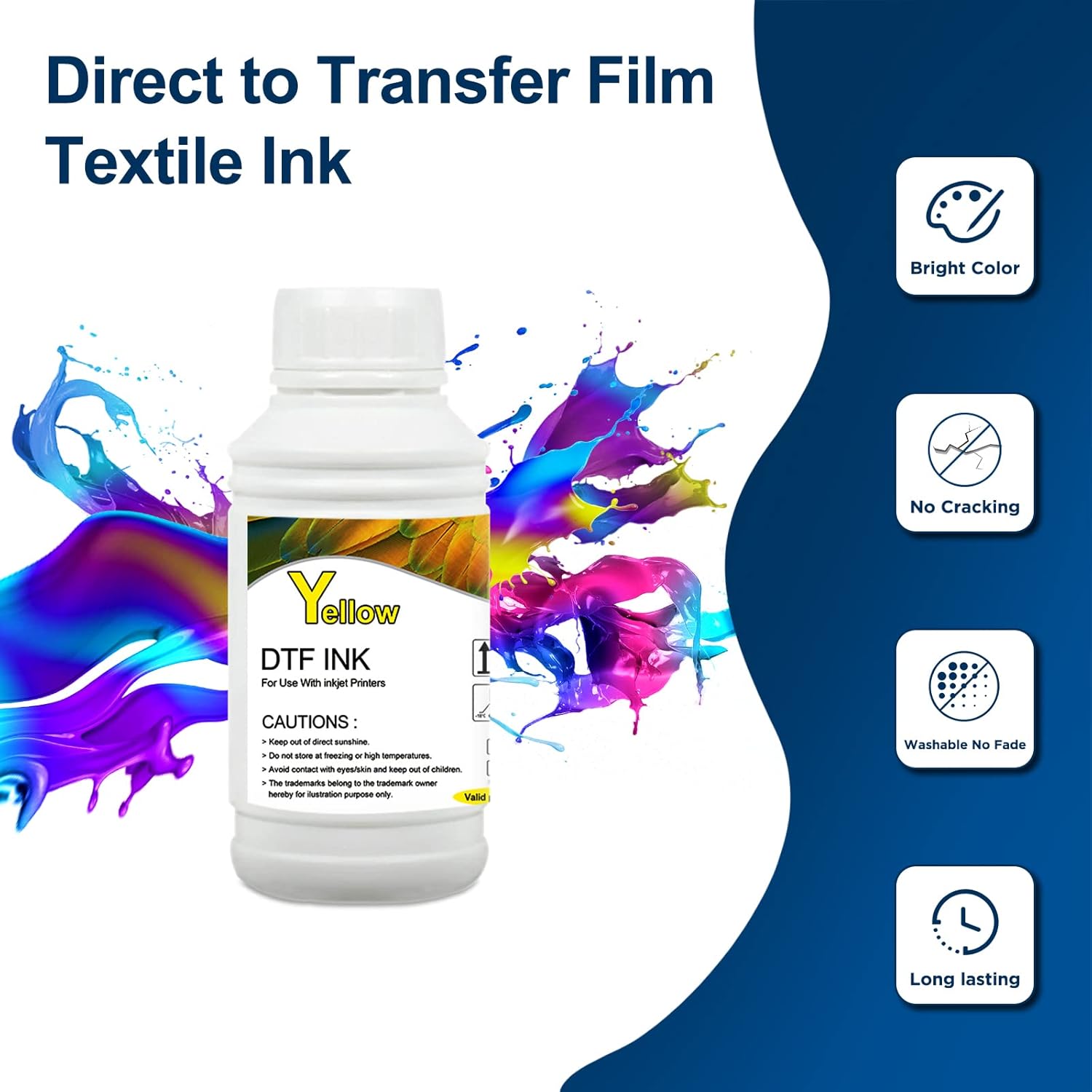 DSV Tinta DTF para impresión de película de transferencia de calor DTF directamente a película, repuesto para impresoras DTF Epson L1800, L800,