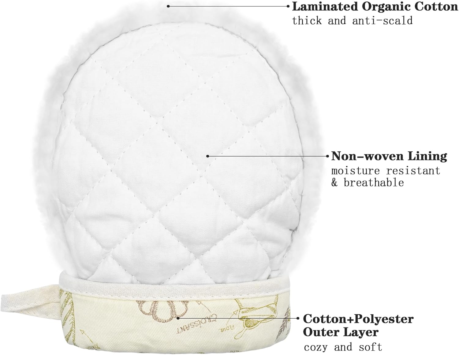 Guantes de horno y agarraderas, guantes de horno y soportes para ollas con forro suave 100% algodón, resistentes al calor para 230 grados, guantes