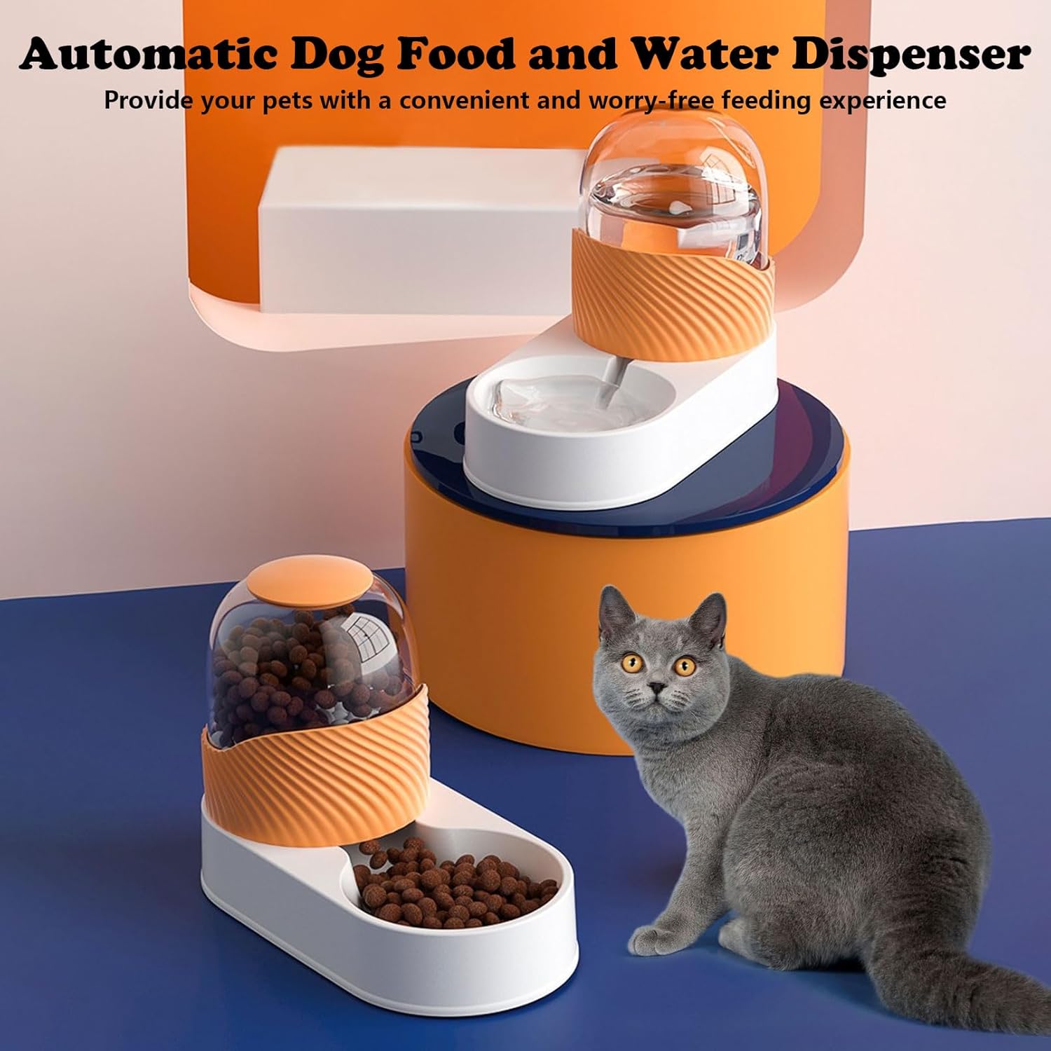 kathson Comederos automáticos para perros, 3.5 L, dispensador de agua y alimentos por gravedad, dispensador de tazón de agua para gatos, dispensador
