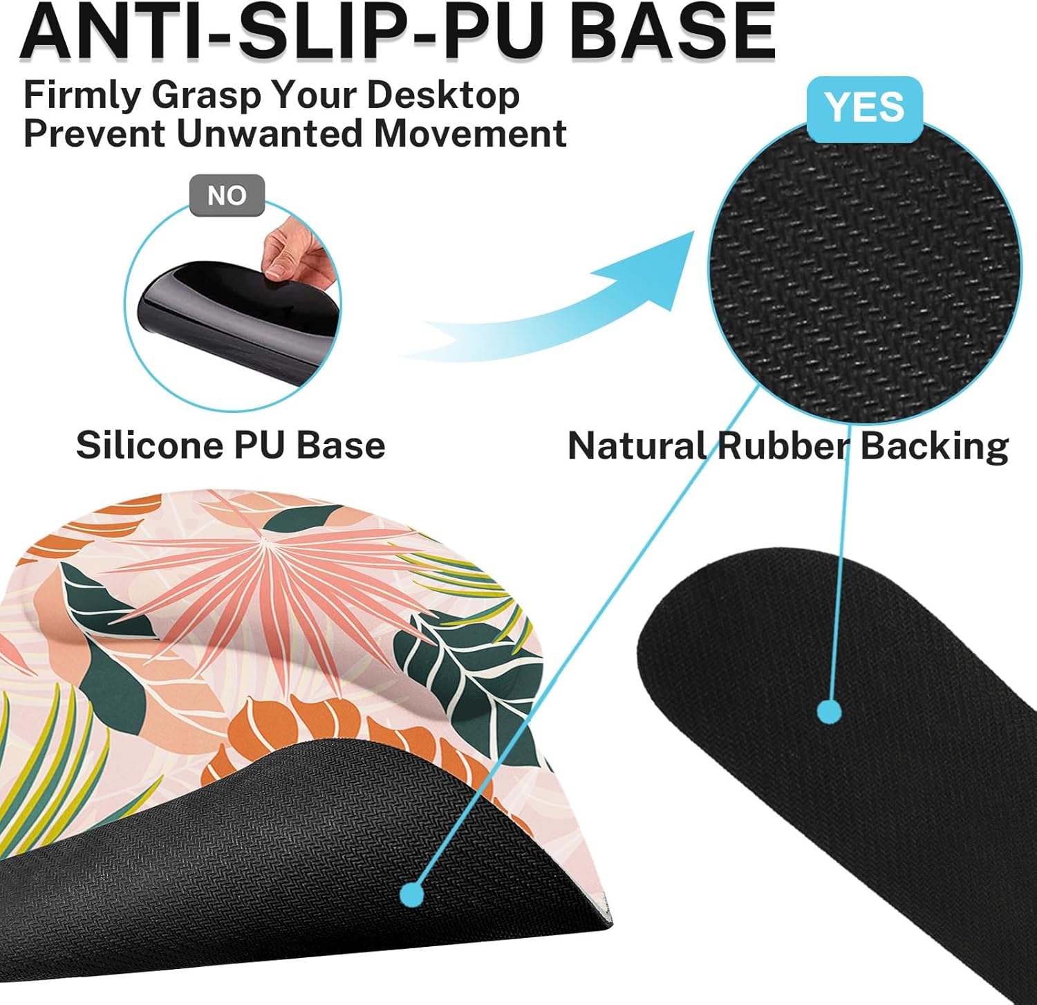 Britimes Juego de alfombrillas de mouse para teclado, alfombrilla de escritorio 4 en 1, reposamuñecas para teclado, reposamuñecas para mouse, juego