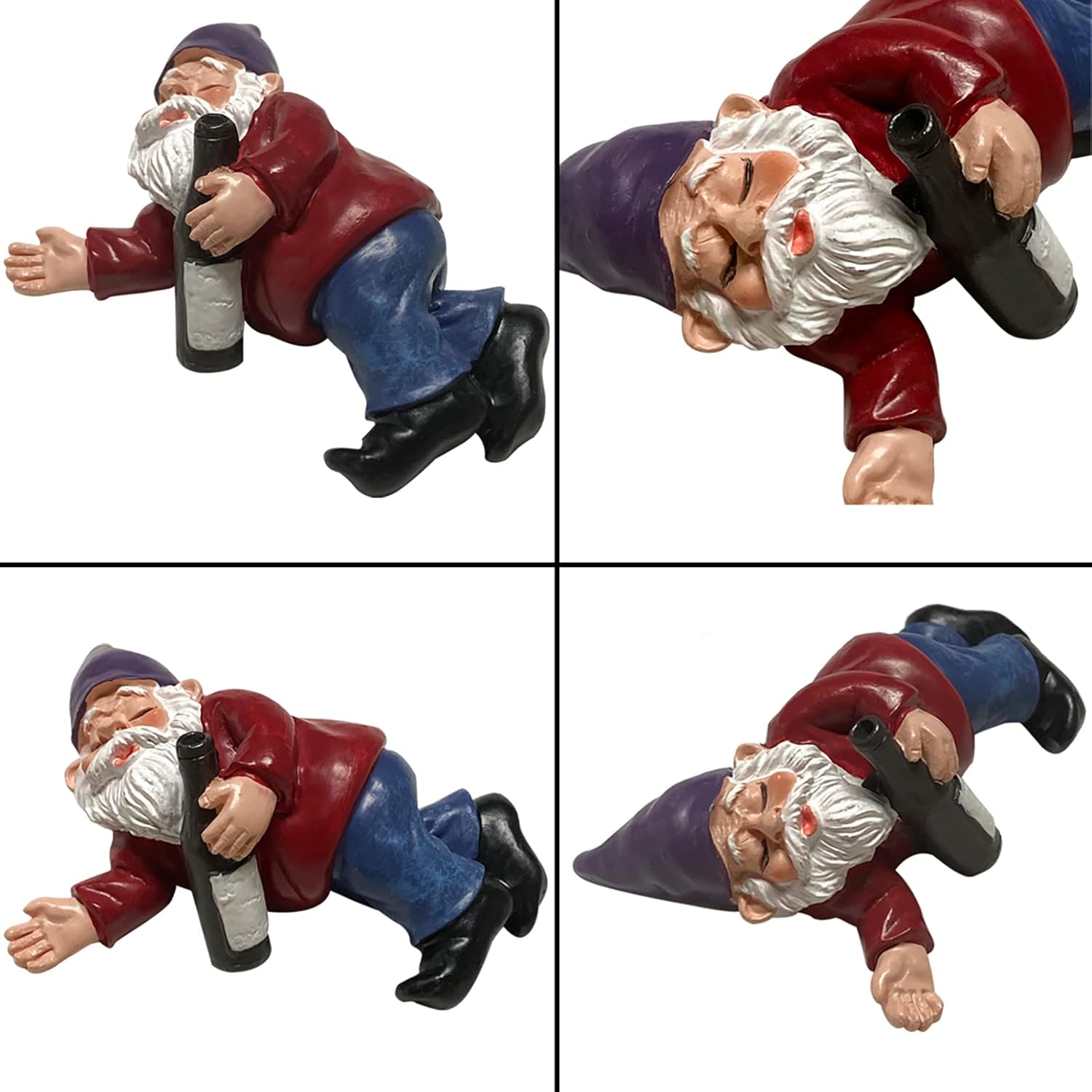 4 gnomos de jardín borrachos para decoración al aire libre, divertidas mini figuras de Knomes, escultura de hadas traviesas inapropiadas para