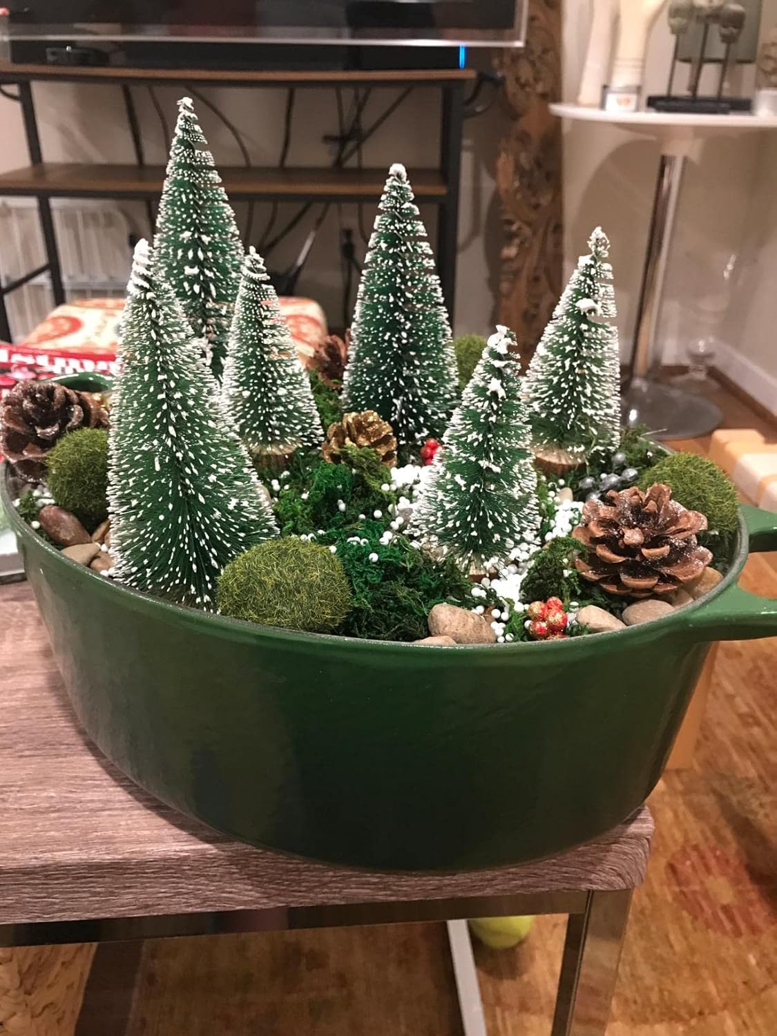 Cepillos para botellas, decoración de Navidad, pequeños árboles de Navidad para mesa, decoraciones de Navidad para interiores, mini árboles de sisal