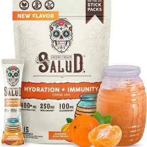 Salud – Polvo de electrolitos de hidratación e inmunidad  Mandarina  15 porciones  Mezcla de bebida Fresa Agua Fresca, saúco, sin lácteos y soja, Salud – Polvo de electrolitos de hidratación e inmunidad  Mandarina  15 porciones  Mezcla de bebida Fresa Agua Fresca, saúco, sin lácteos y soja,