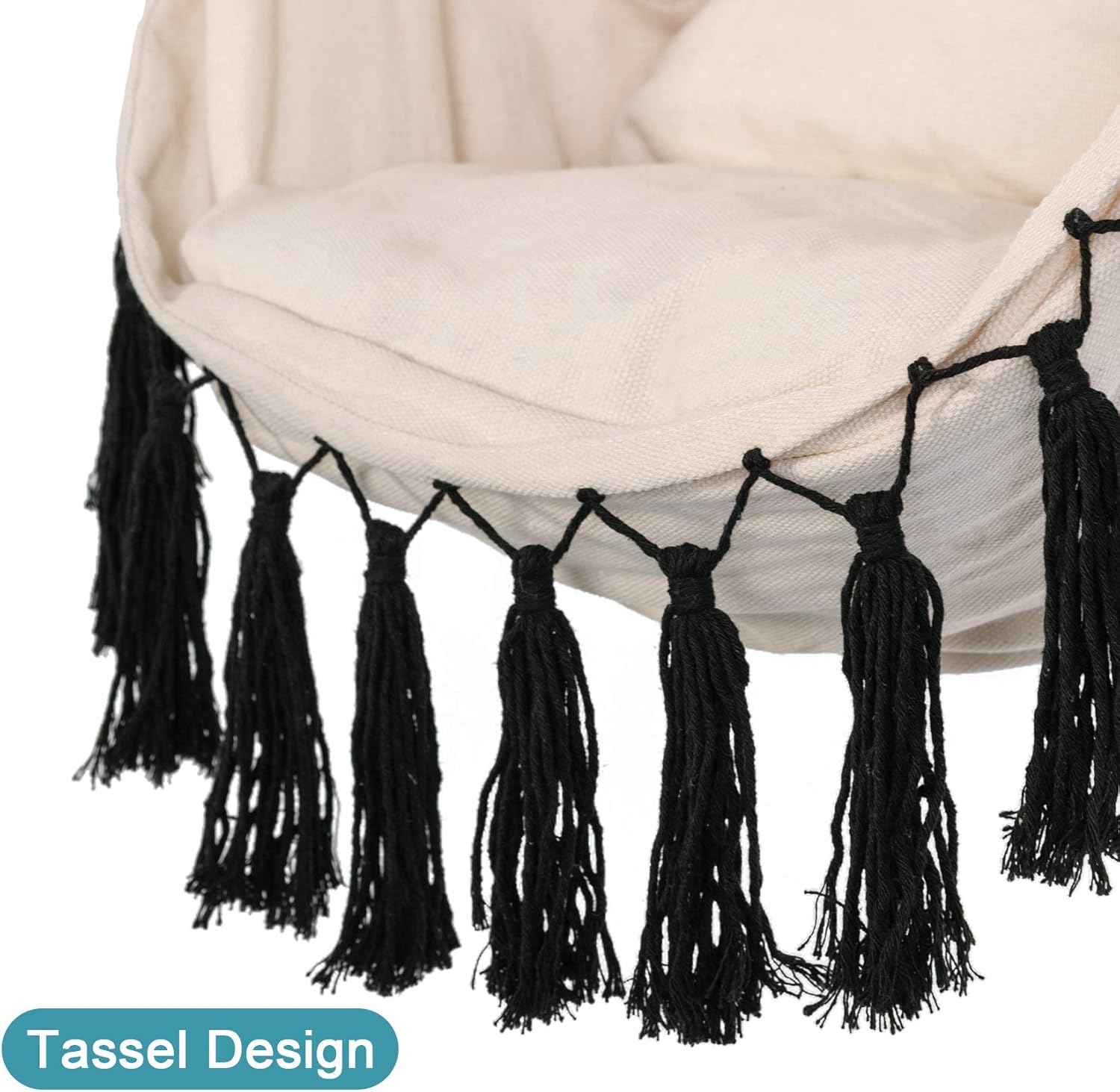 Lazy Daze Hammocks Silla colgante de cuerda de algodón, asiento de macramé, incluye dos cojines de asiento, bolsa de transporte y accesorios,