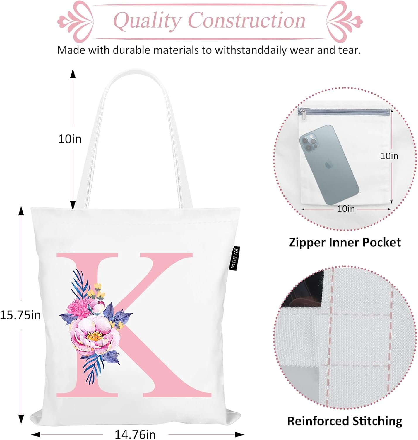 Fmeida Bolsa de mano con monograma para mujer, Initia S, regalos de cumpleaños para profesores, mamás amigos, regalos personalizados para dama de