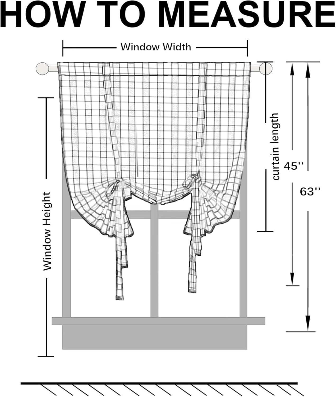 Hiasan Buffalo – Cortinas semitransparentes para filtrar la luz con bolsillo para barra, cortinas de globo para cocinagranja, blanco y negro, 42 x