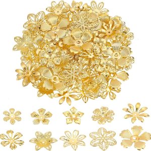 PandaHall – 200 tapas de cuentas de flores, 10 estilos de cuentas espaciadoras de filigrana, tapas de cuentas de metal para aretes de bricolaje, PandaHall – 200 tapas de cuentas de flores, 10 estilos de cuentas espaciadoras de filigrana, tapas de cuentas de metal para aretes de bricolaje,