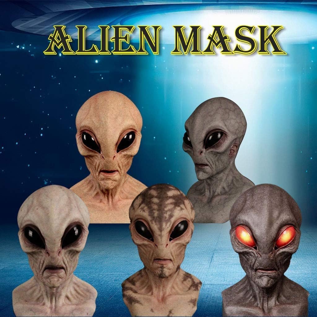 Máscara de látex de alienígena realista de terror para Halloween, disfraz de Halloween, accesorios de fiesta, máscara de disfraz de cosplay