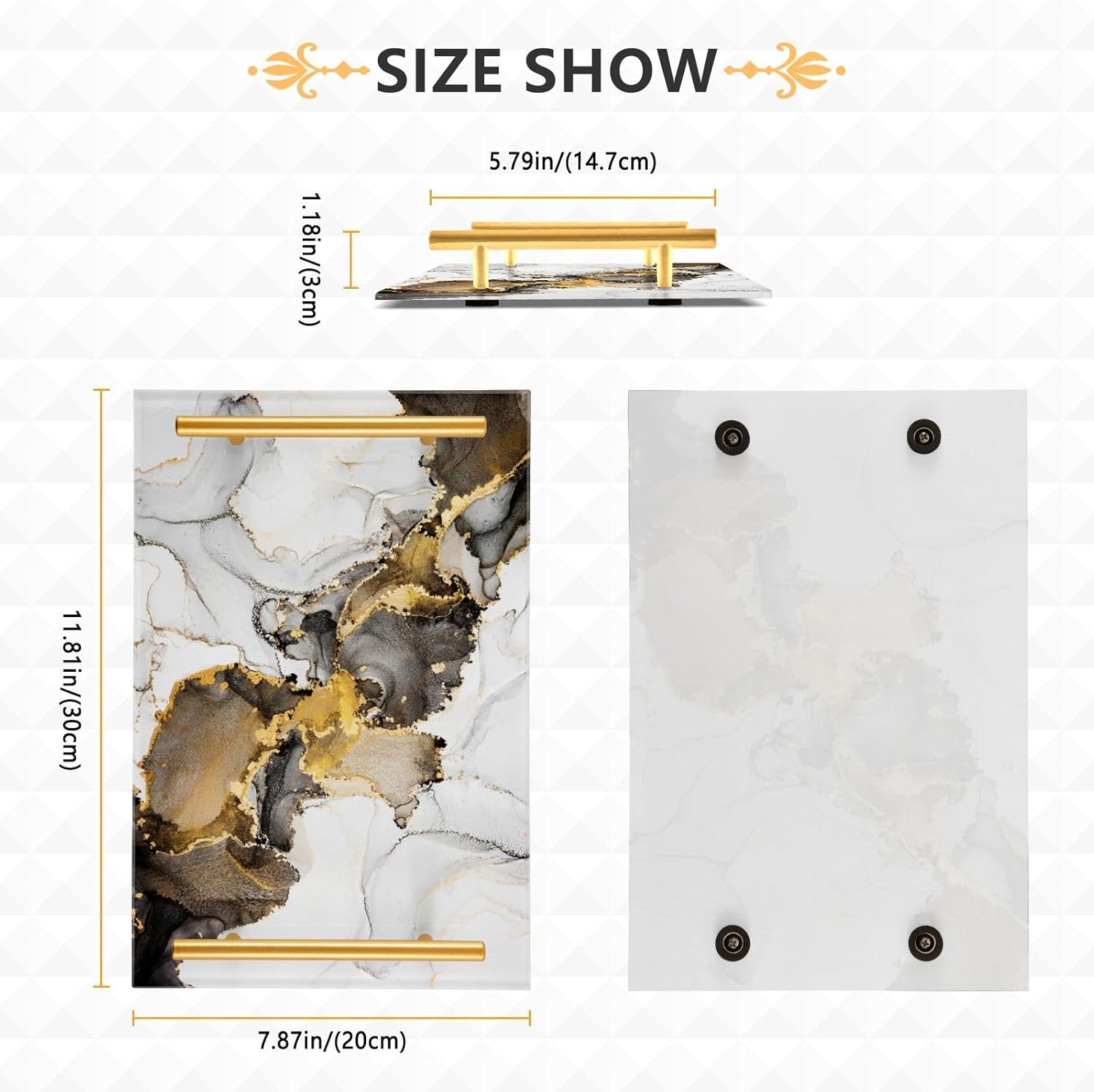 Bandeja decorativa de mármol para baño, encimera de mármol de oro blanco, bandejas de café de cocina, bandejas de café de acrílico, rectangular,