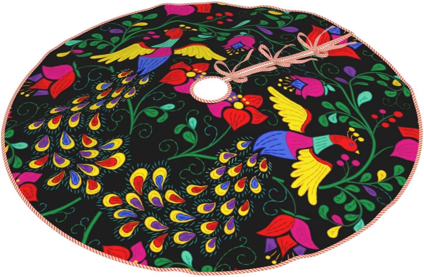 MIZIBAO Falda de árbol de Navidad de 36 pulgadas estilo mexicano de lino sintético rústico para Navidad, Año Nuevo, decoración de fiestas