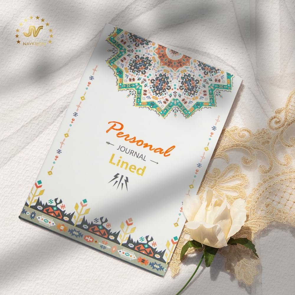 Diario personal para mujeres y hombres, cuaderno con borde impreso bohemio, de tapa dura, con rayas, de papel grueso, para artista, plano de 0.315
