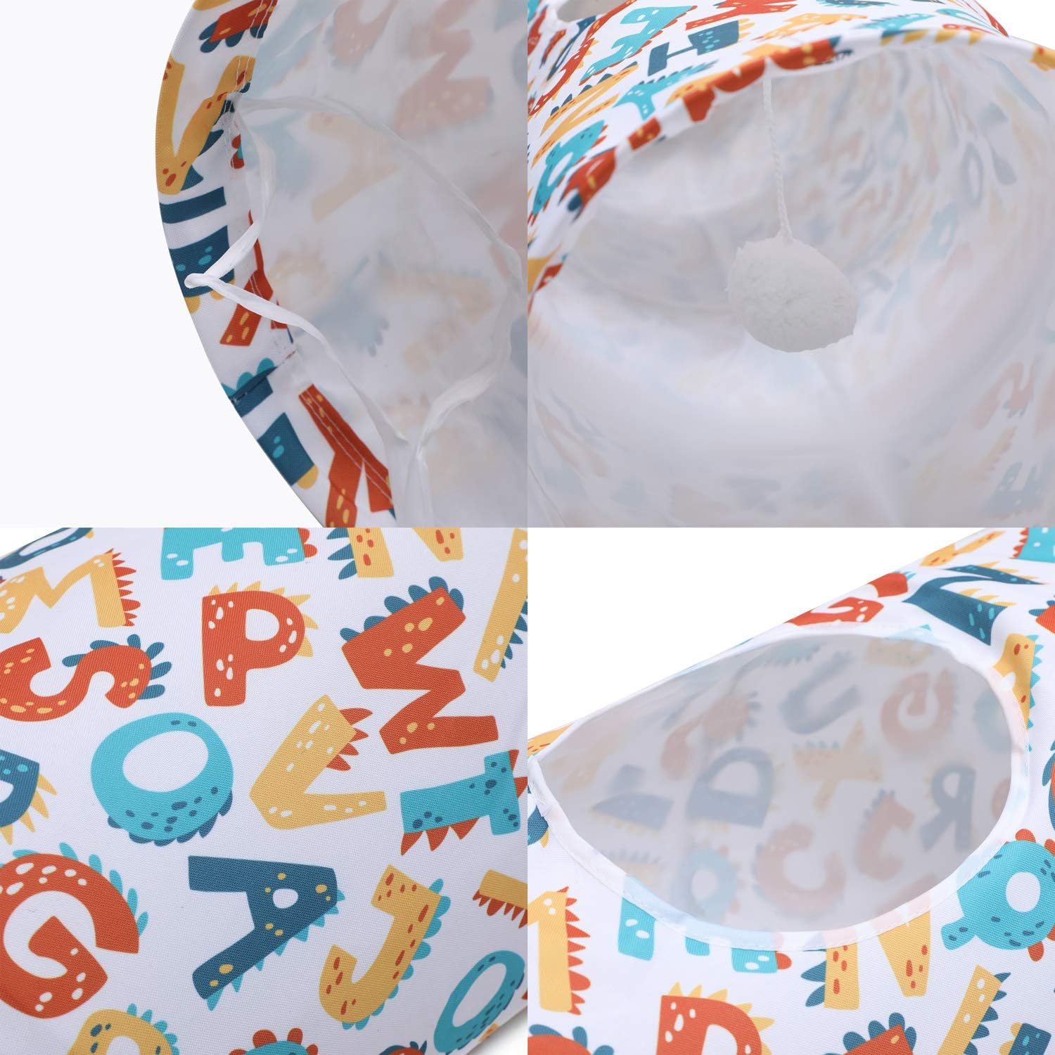 LUCKITTY Juguete de tubo de túnel de gato con bola de felpa, material de felpa Oxford portátil, impermeable, duradero, lavable, interesante patrón