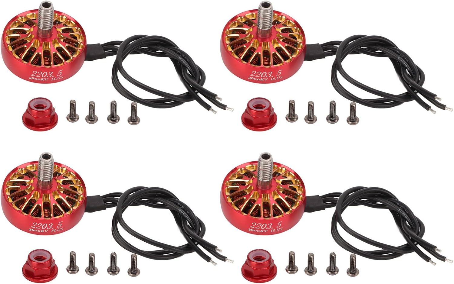 Motor sin escobillas rojo 4pcs aleación de aluminio sin escobillas motor 2203.5 3600KV para RC Multirotor Drone