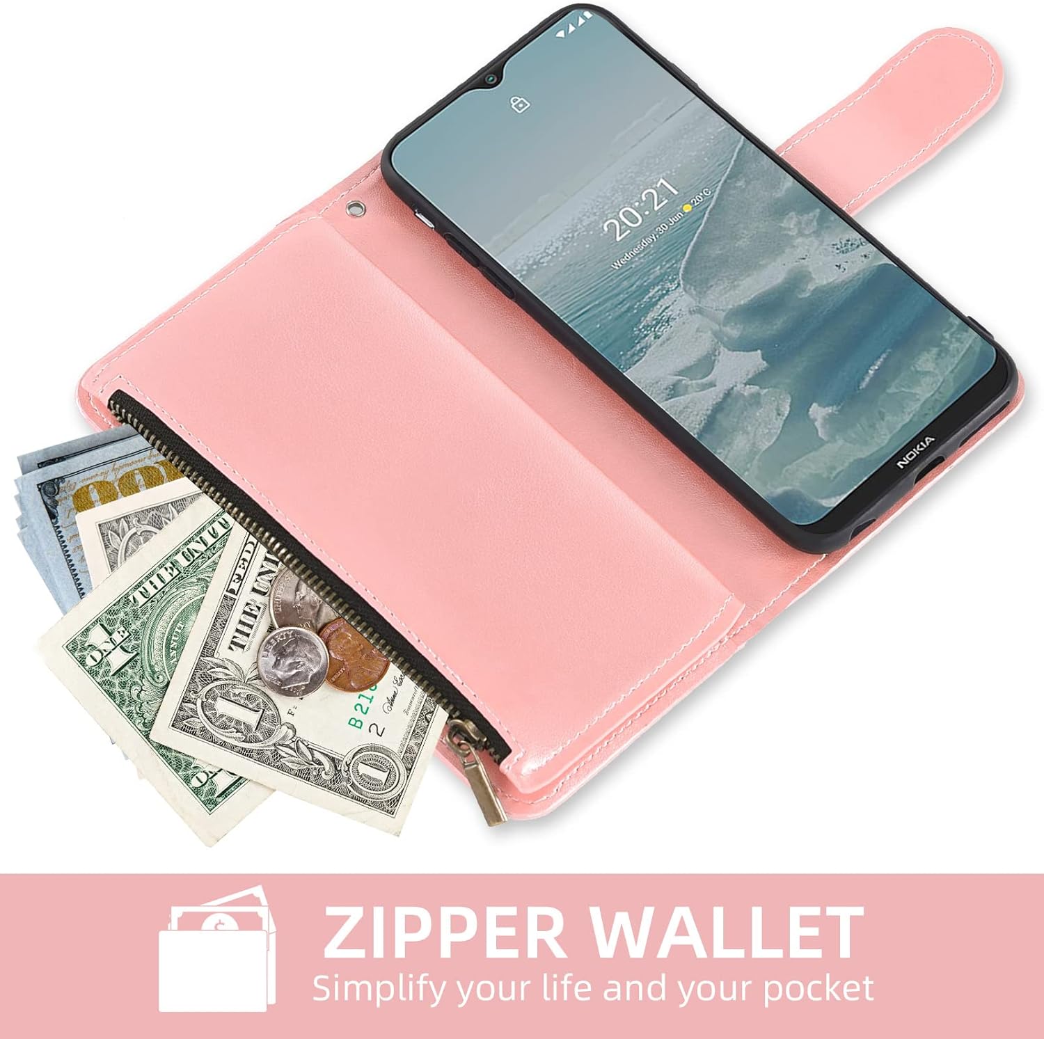 Asuwish Funda de teléfono para Nokia G50 5G con protector de pantalla de vidrio templado y tarjetero de cuero con diseño de flores, soporte para