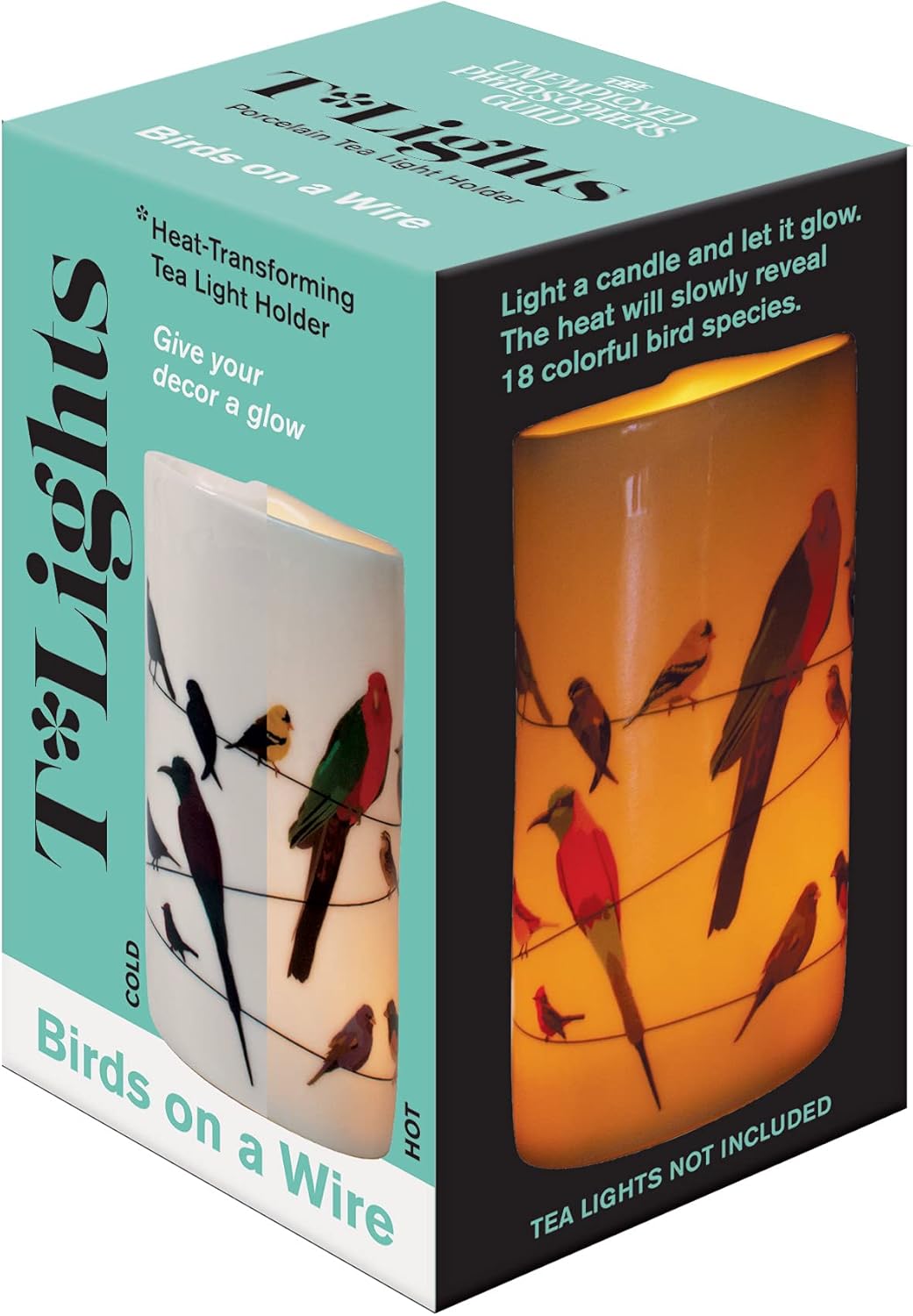 Birds on a Wire – Portavelas que cambia de calor, cambia mágicamente cuando la vela está encendida