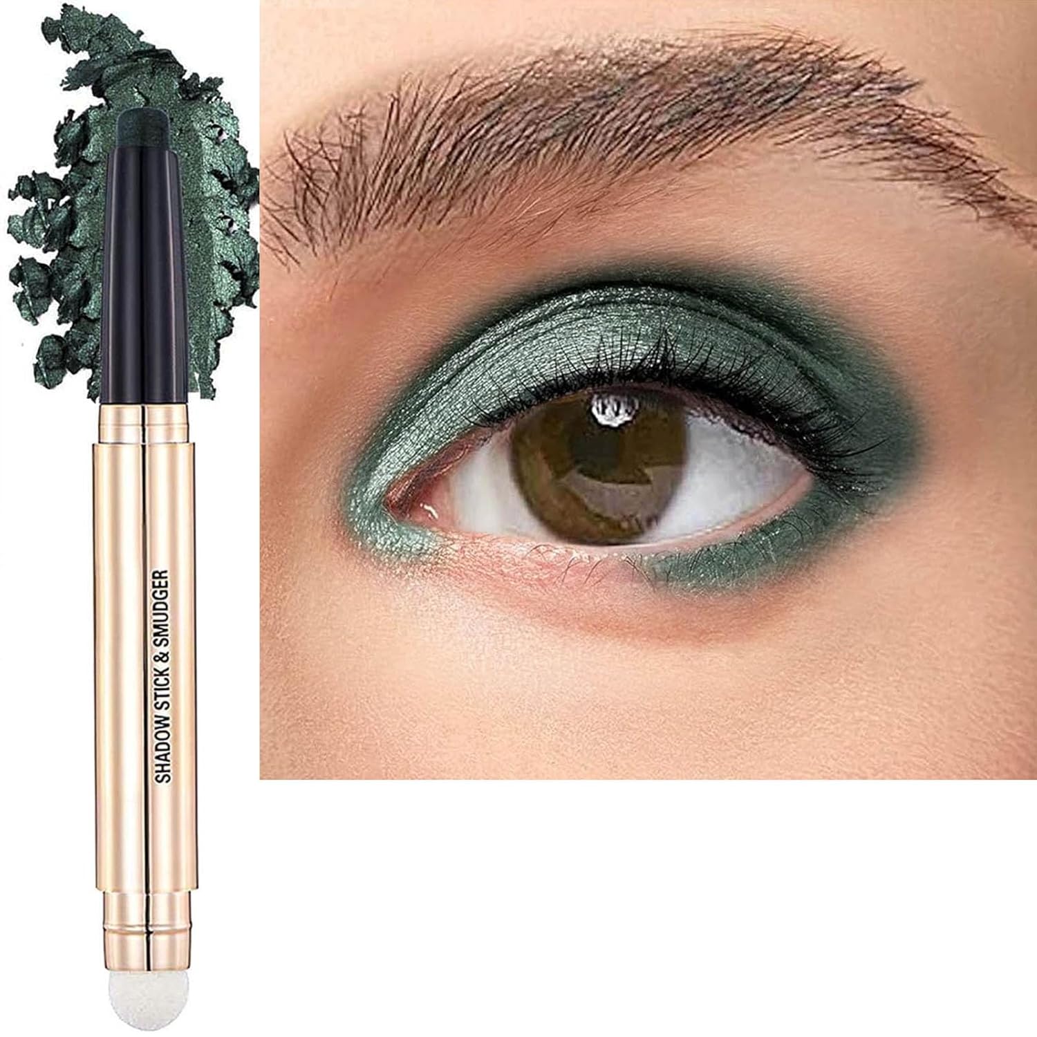 Sombra de ojos verde en barra de maquillaje de ojos crema suave brillo sombra de ojos lápiz imprimación brillo oscuro mate base única crayón