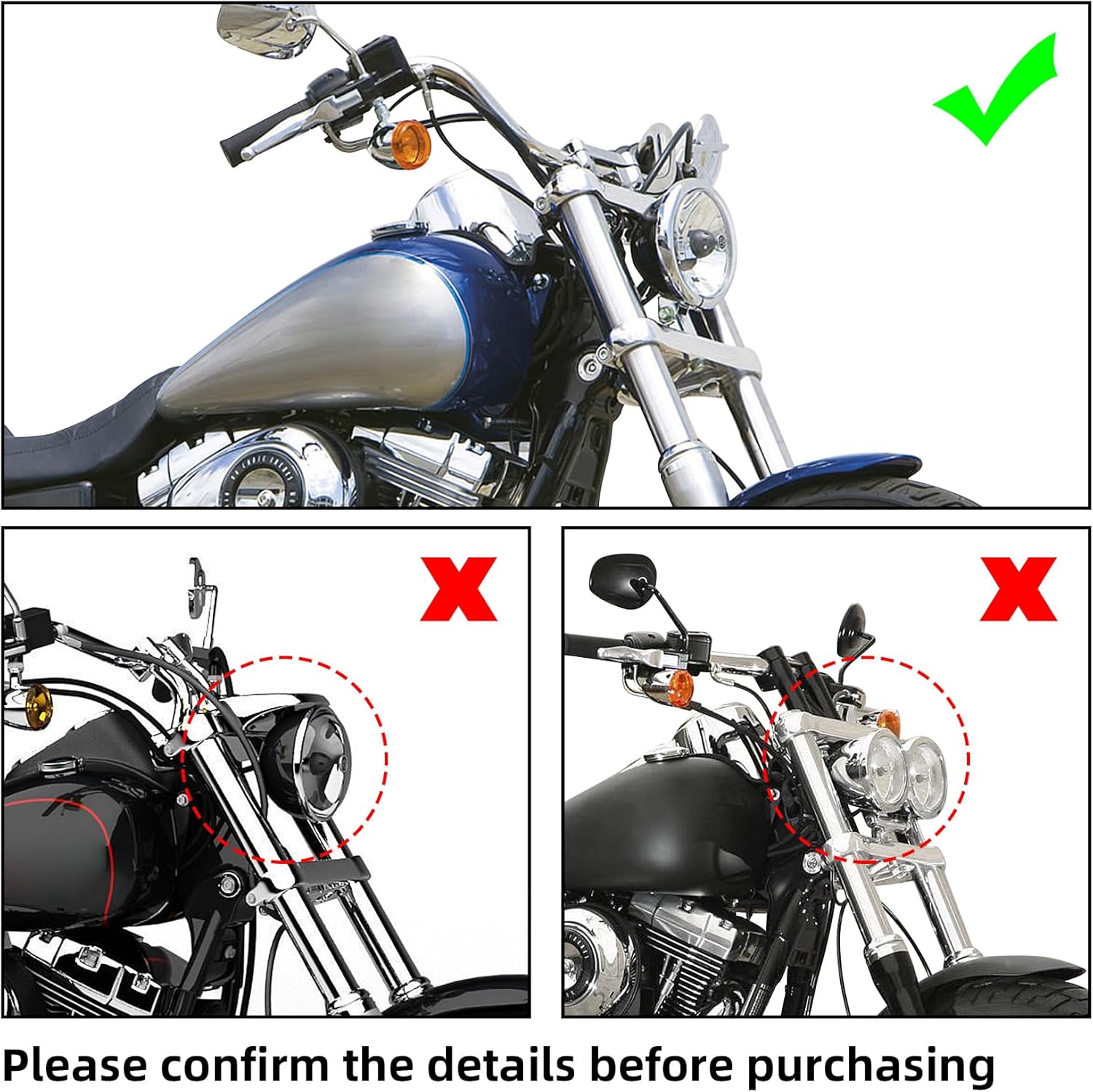 Green-L Carenado superior delantero con parabrisas de 15 pulgadas apto para Harley Dyna Low Rider T-Sport Fat Street Bob