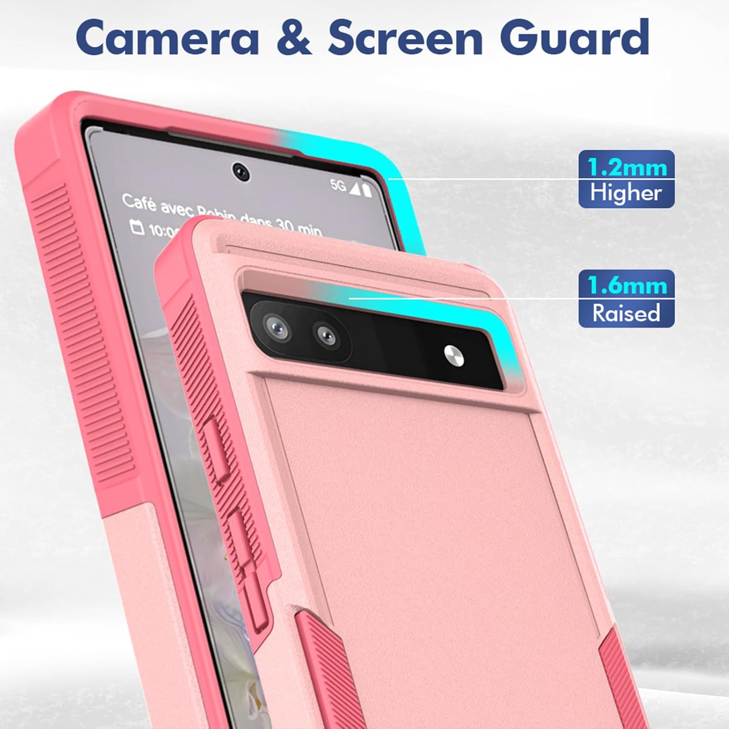 Funda para Google Pixel 6A, funda de teléfono Dual Guard Pixel 6A, carcasa rígida de silicona híbrida a prueba de golpes, funda protectora de cuerpo